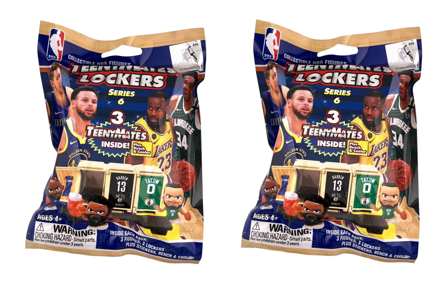 Teenymates Party Animal 2020 - 2021 Lockers NBA Series 6 Basketball Figures Gift Set Party Bundle, Lot of 2 Mystery Packs, Multicolor