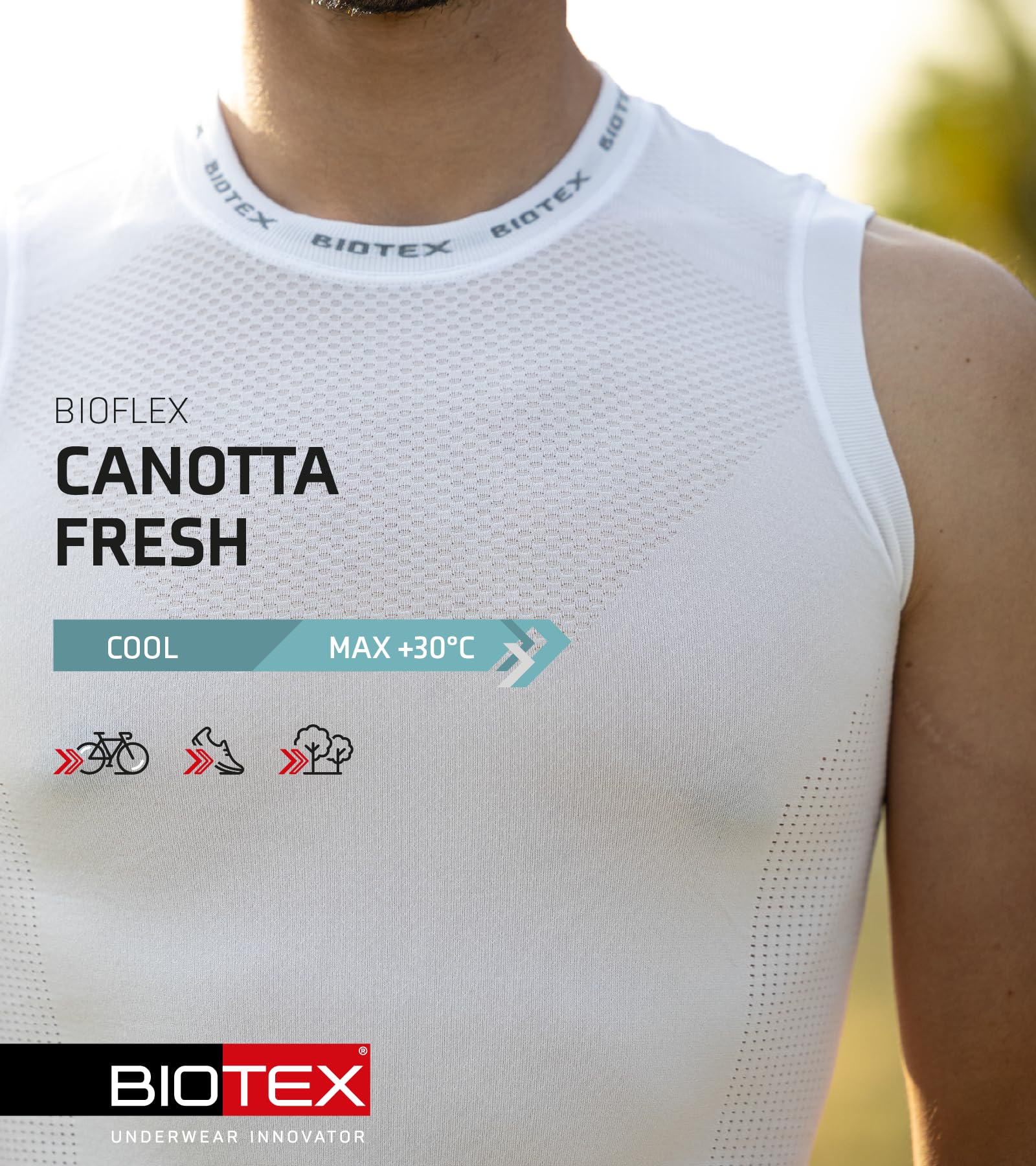 BIOTEX Canotta Fresh Traspirante Unisex per Ciclismo e Running, Intimo Tecnico Sportivo Ideale per L'Estate