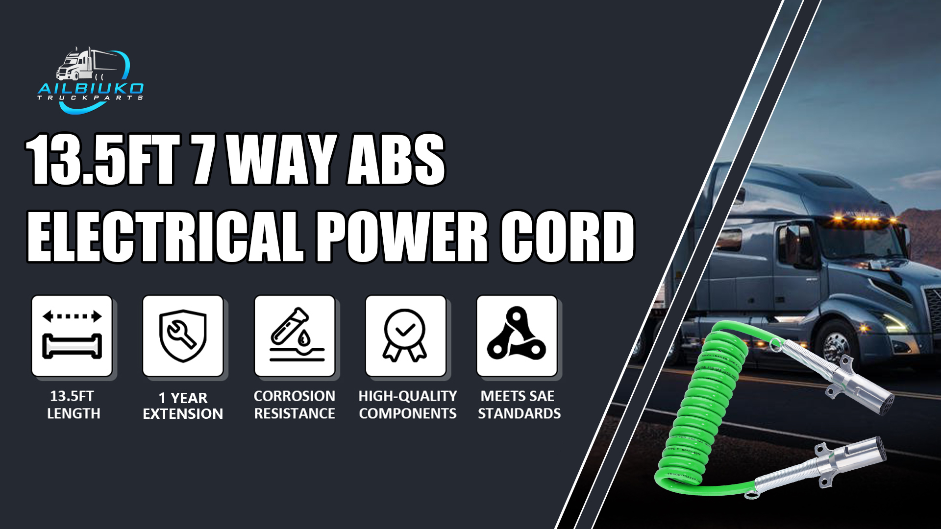 Amazon.com: Ailbiuko 7 Way Coiled Trailer Cord 13.5 FT ABS Heavey