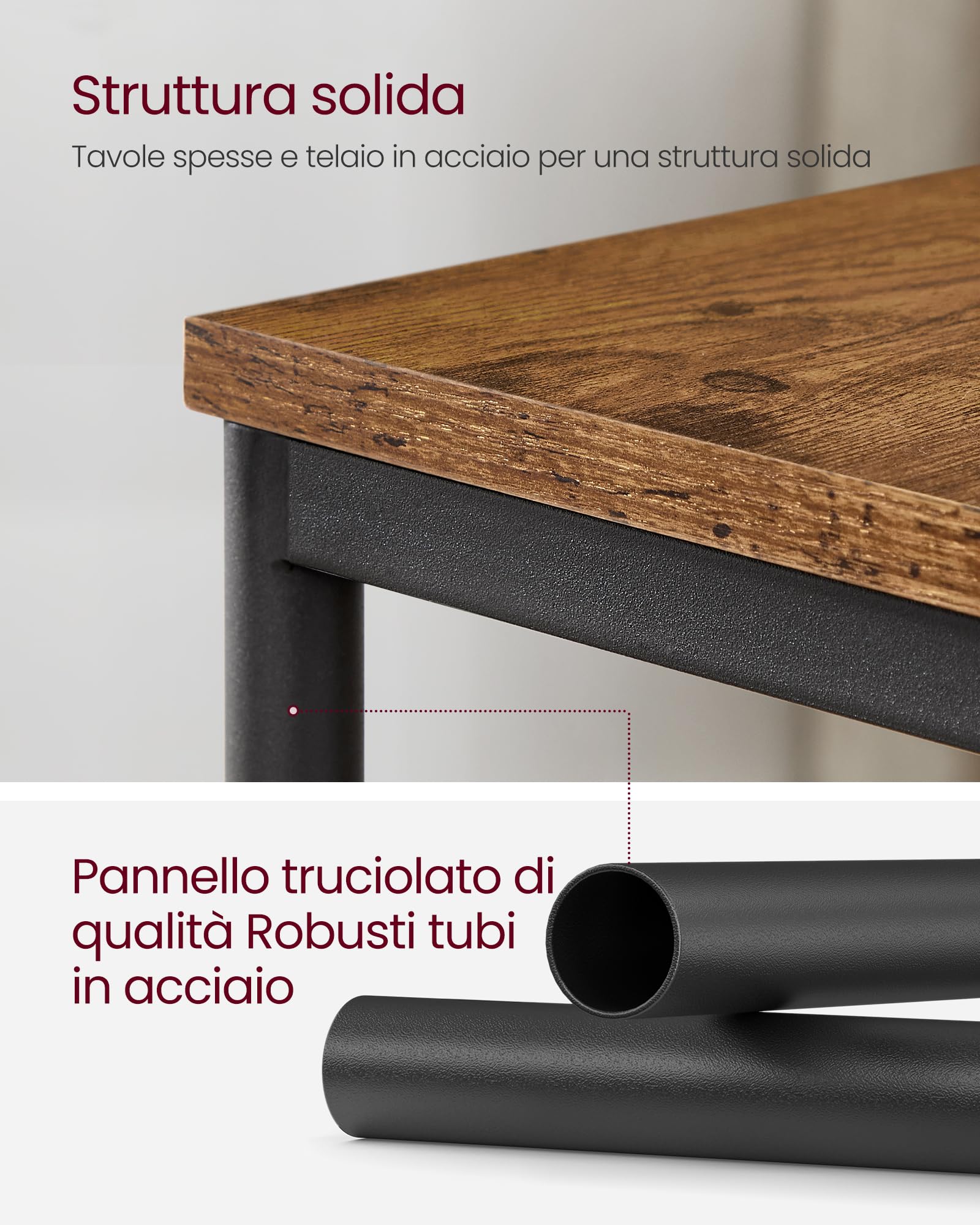 VASAGLE Tavolino da Divano, Tavolino a 3 Livelli, Comodino con Struttura in Acciaio, per Soggiorno, Camera da Letto, Studio, Marrone Vintage e Nero Inchiostro LET273B01