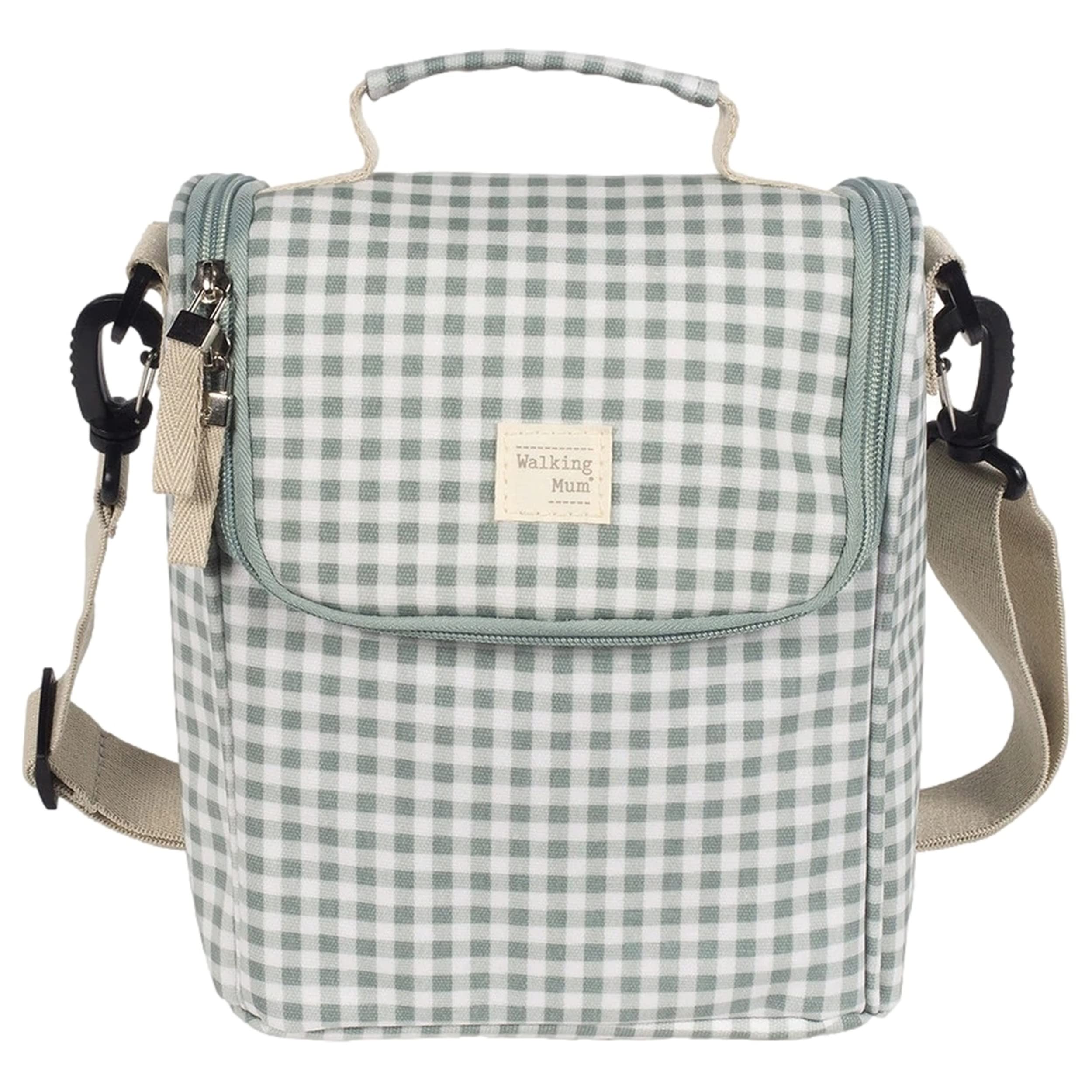 Walking Mum I Love Vichy - Borsa isotermica per alimenti per bambini, grande capacità, design versatile, con manico corto e tracolla, colore: verde, 26 x 23 x 12 cm, Verde, Contemporane