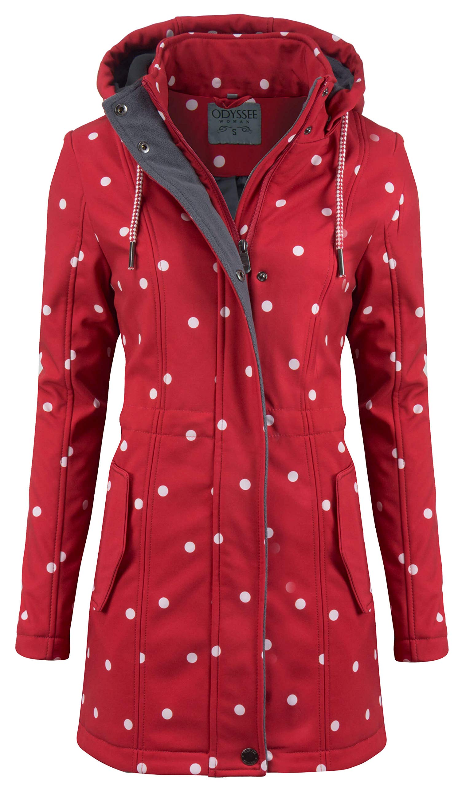 ODYSSEE / New View Damen Softshell Mantel gepunktet Parka Jacke Kapuze Outdoor Übergang