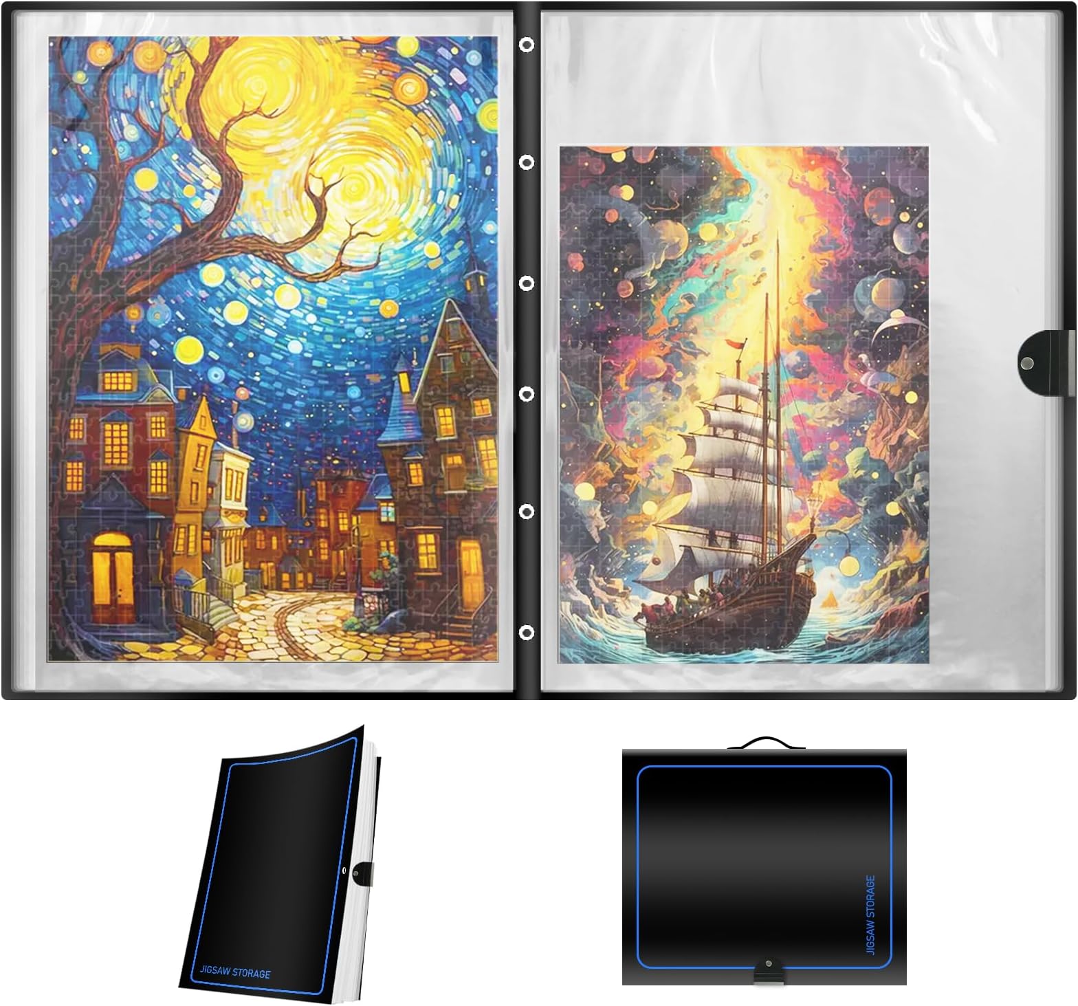 ALL4JIG Extra Large Puzzle Storage Folder Keeper for Jigsaw Enthusiasts - Space-Saving Organizer, Holds 20 Puzzles, 31.1x25.59x2.56 inches, HD Film Pockets