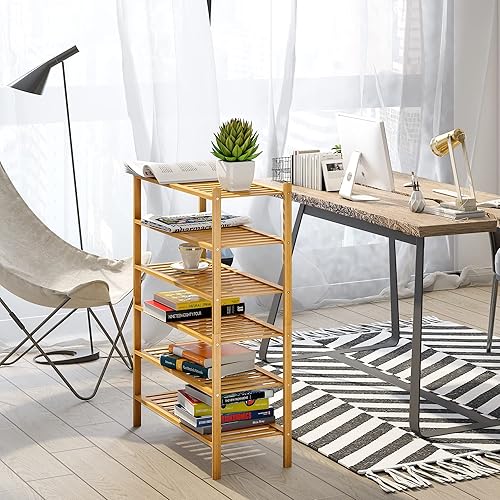 Miniatura 42 de BMOSU - Estante de zapatos pequeño apilable de 3 niveles de bambú premium, organizador de almacenamiento para pasillo, armario, sala de estar y