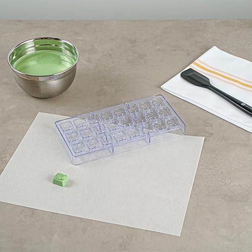 Miniatura 8 de Pastry Tek - Molde para moldear chocolate de 10.8 x 5.3 pulgadas, 1 molde de caramelo congelable, 24 cavidades, diseño de hoja de bloque, molde de