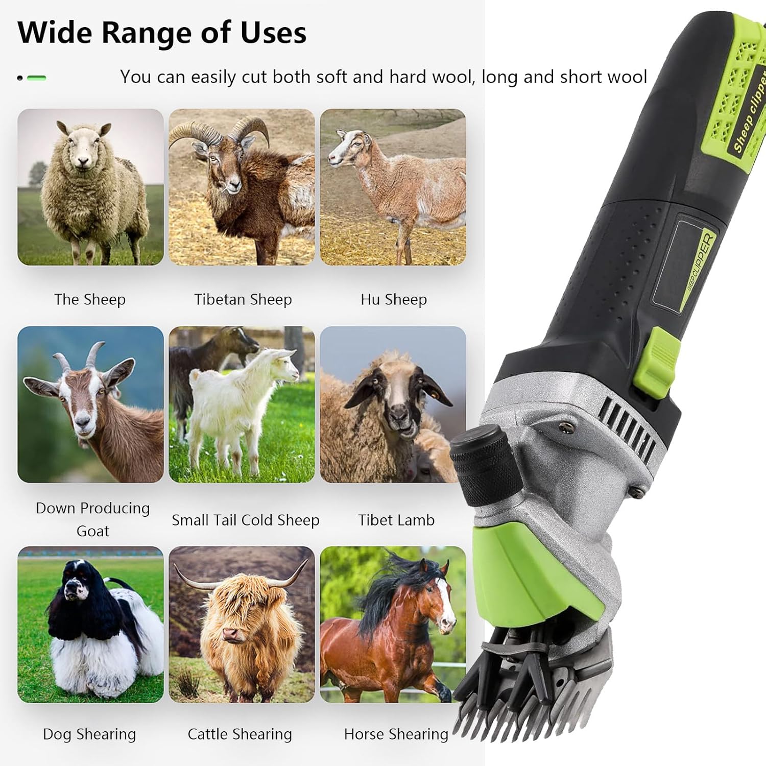 Sheep Shears 850W, 2400RPM Farm Livestock Shearing Machine with 6 Speed, Animal Grooming Clippers for Goats Sheep Cattle Thick Hair Dog Horse Animals, 13-Straight-Teeth Blade