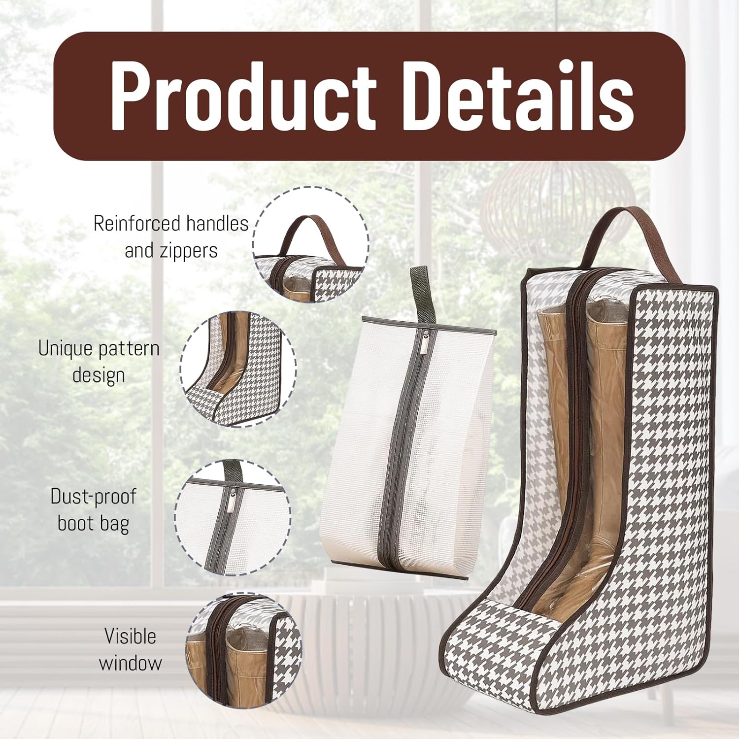 3Pcs Boot Storage, 2pcs tall Boot Bag and 1pcs Travel Shoe Bag with Zipper Closurefor, Cowboy Portable Short Boots and Tall Boots Storage or Protector Bag Shoe - Image 3