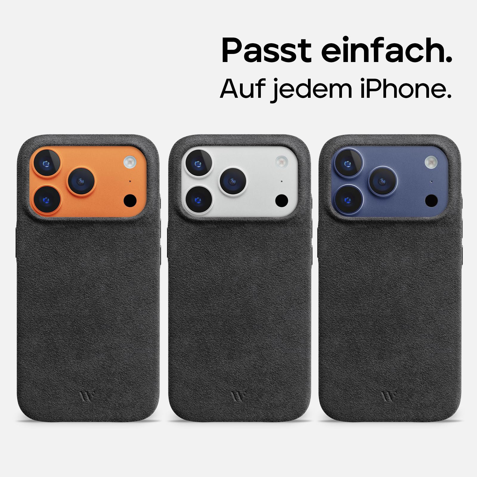 WIIUKA Funda para iPhone 17 Pro Max, original de Alcantara, hecha a mano, protección de 360°, extrafina, de primera calidad, funda para teléfono móvil Qi, alternativa de piel, skiin VL Alcantara