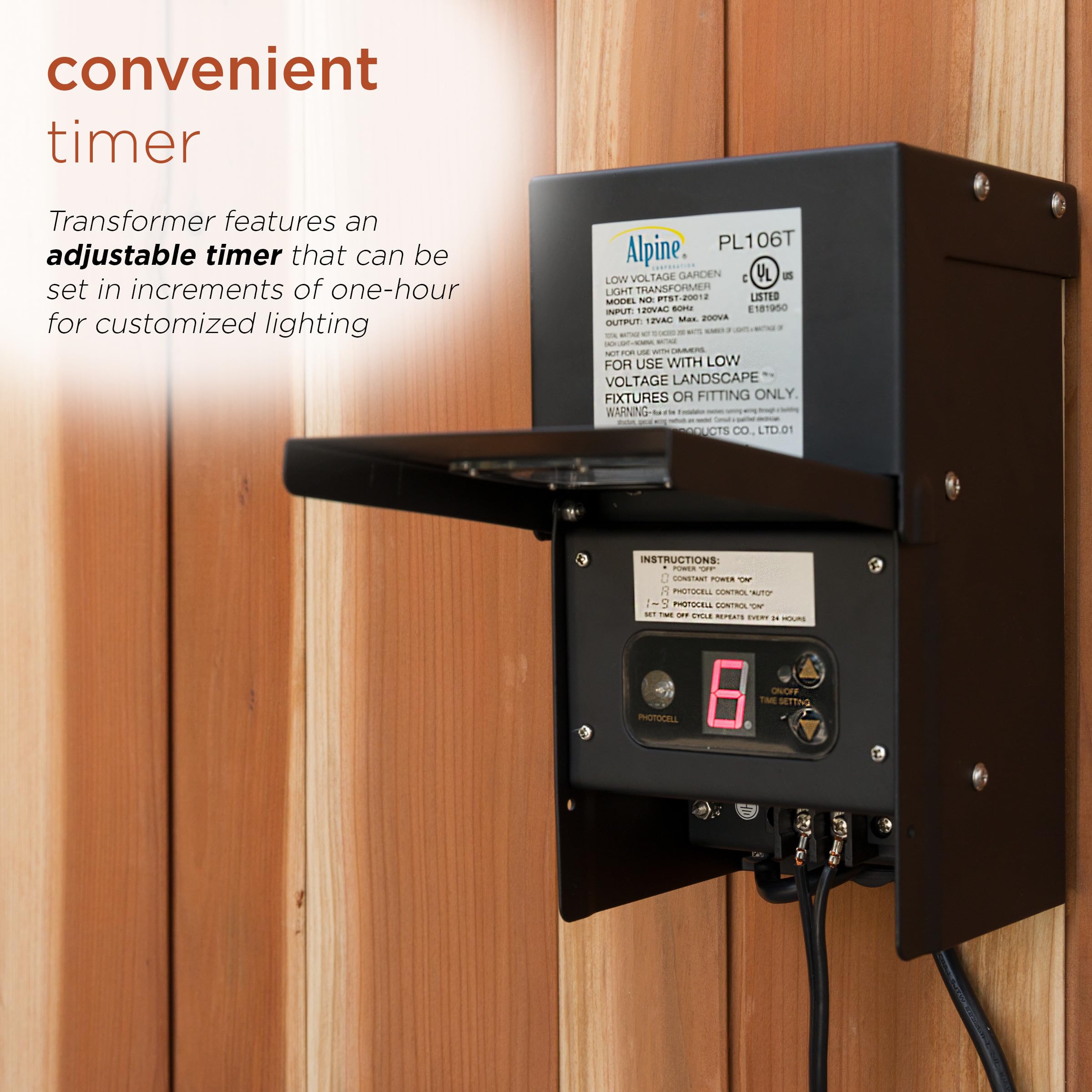 ALPINE PL106T trasformatore 200 Watt con timer e photo Cell