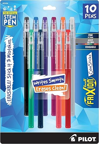 PILOT Bolígrafos de tinta de gel borrable Frixion ColorSticks, punta fina (0,7 mm), surtidos, 10 unidades (32454)