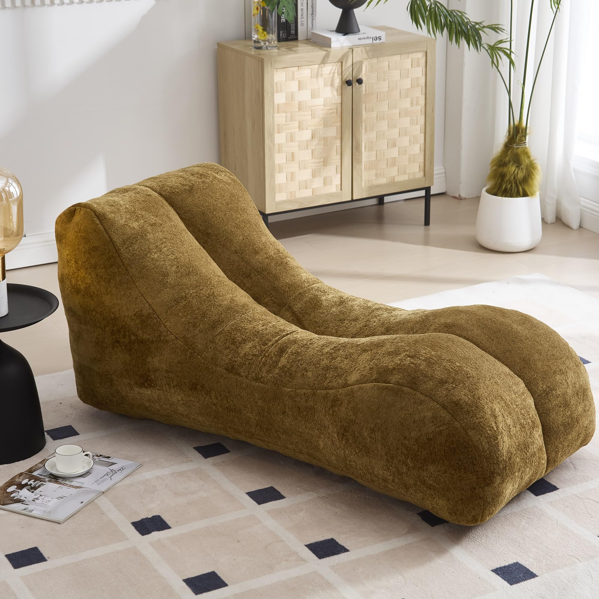 Aimerive Bean Bag Chair for Adults Bean Bag Sofa Sponge The Curves of The Human Body Lazy Floor Sofa for Bedroom Living Room,Brown