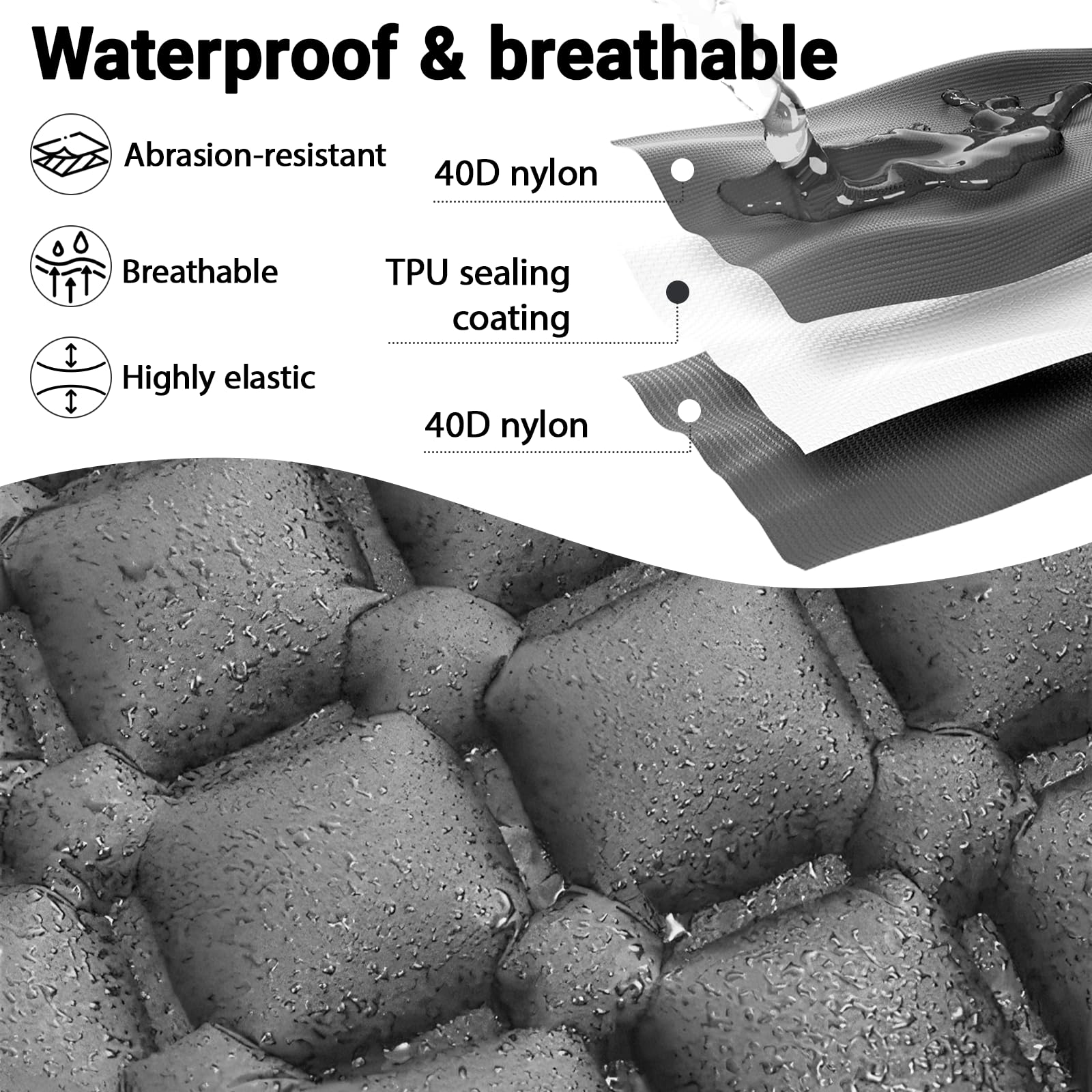 Materassino Gonfiabile Campeggio con Cuscino, 190 * 60 cm Letto Singolo Gonfiabile Pieghevole, Inflatable Mattress, Gonfiabile con Azionamento a Pedale, per Campeggio, Viaggi, Spiaggia