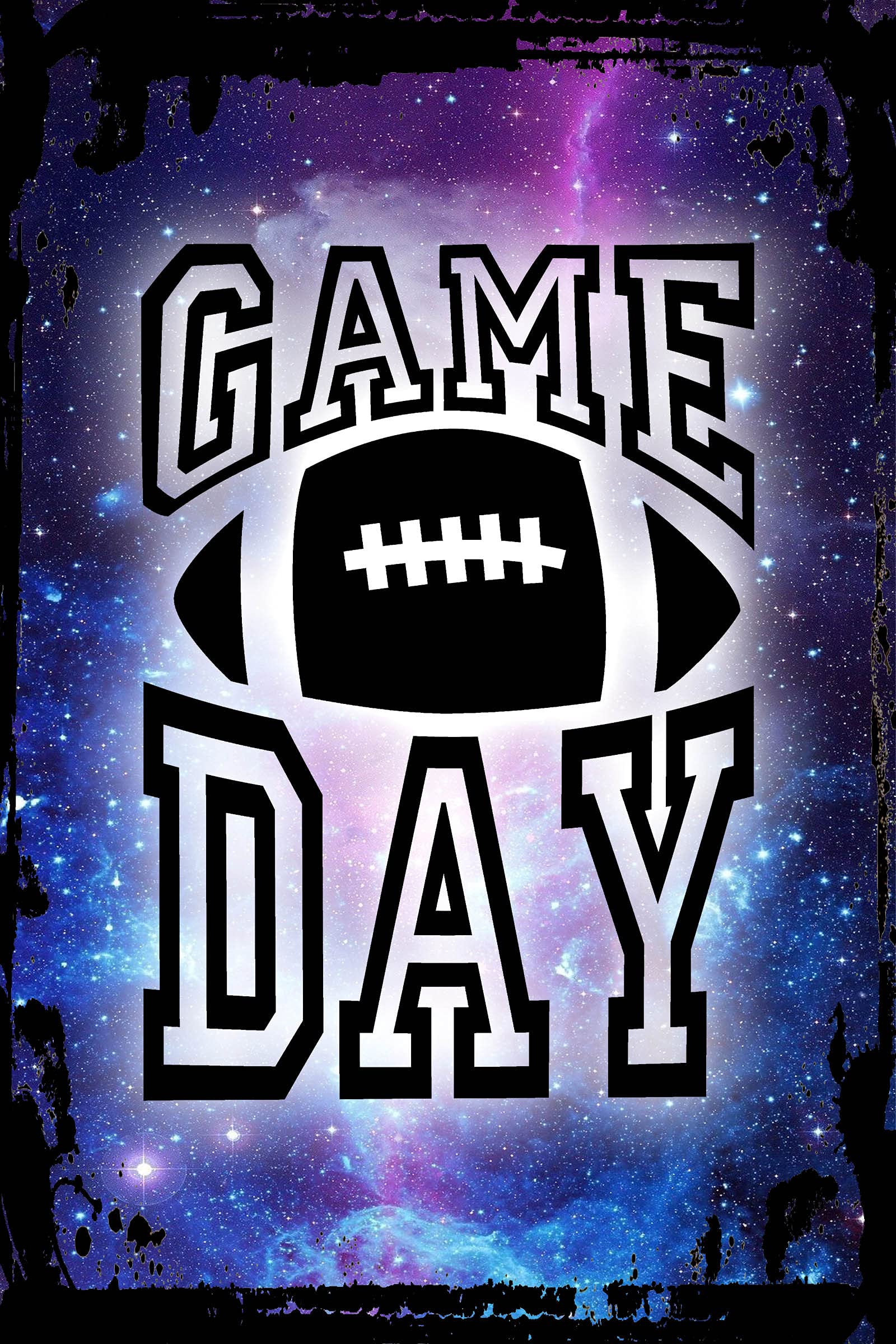 Galaxy Inspirational Funny Sign Game day varsity football silhouette sports team fan Metal Funny Sign Decor Funny Gift