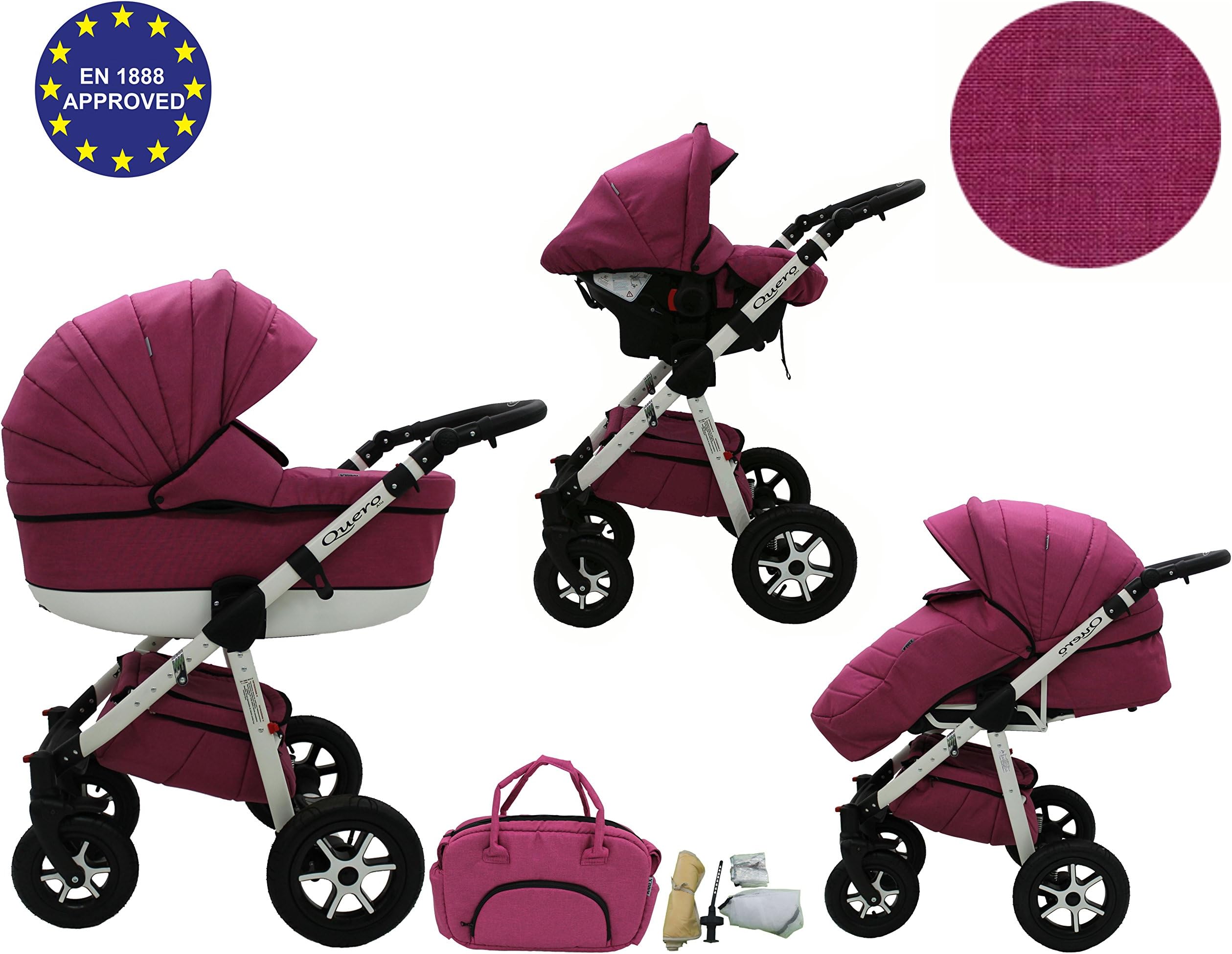 Quero, 3-in-1 Travel System with Baby Pram, Car Seat, Pushchair & Accessories. Linen Edition 2017 … (Linen Material No. 9)