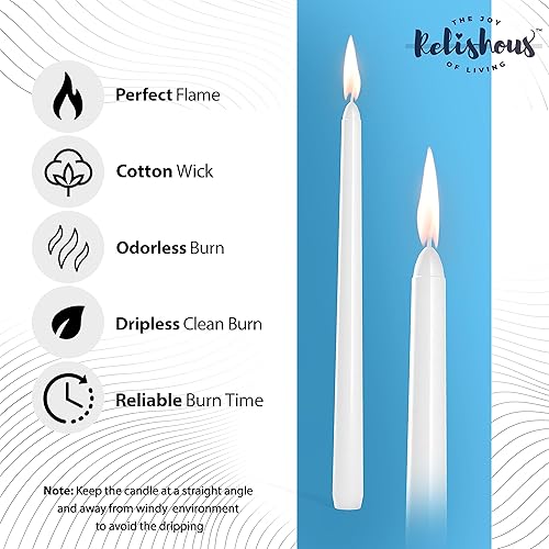 Miniatura 4 de 24 velas cónicas blancas  Velas cónicas sin goteo de 10 x 0.75 pulgadas, sin perfume, sin humo, velas blancas de 7 a 8 horas de larga duración,