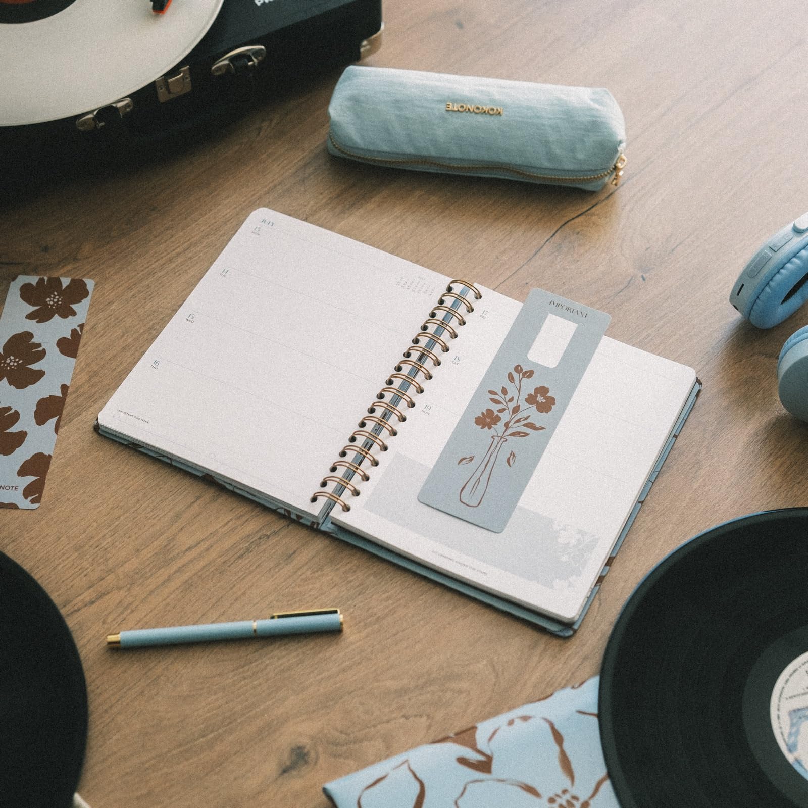 Kokonote Diary 2026 Week To View - Mocha Petals | Weekly Planner 2026 With Diary Stickers, Pocket, Bookmarks, January 2026 - December 2026 | Aesthetic Stationery Gifts For Women & For Men
