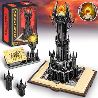 Lord Castle of Magic Rings Building Set Compatible with Lego, Dark Tower Building Block Kits with Glowing Lighting, STEM Toy Gift for Boys & Girls, Castle Dark Tower Model Gifts for Adults (969PCS)