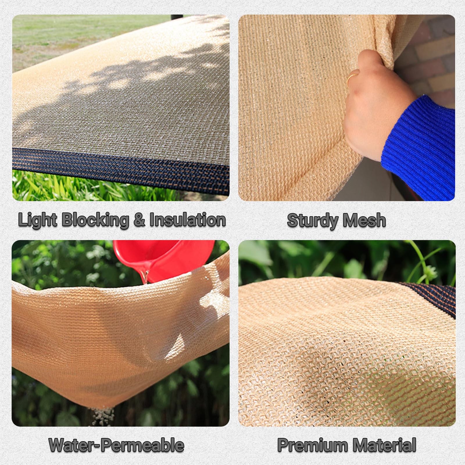 Auvent en maille résistante aux UV avec œillets, idéal pour extérieur, terrasse, jardin, balcon et poulailler, tissu jaune respirant pour une protection solaire maximale (8 x 8 m)