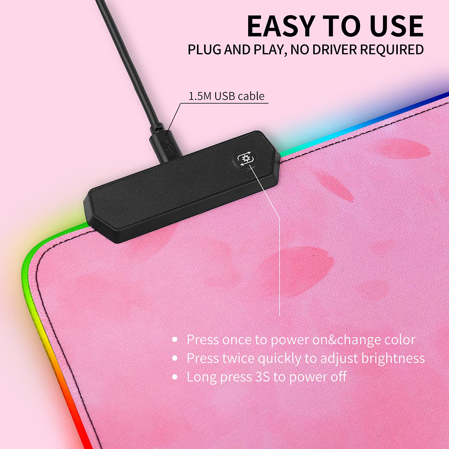 PHILIPS RGBゲーム用マウスパッド LEDソフト大型マウスパッド 調節可能な照明付き ワイヤレス充電 滑り止めゴムベース コンピュータキーボードマウスマット