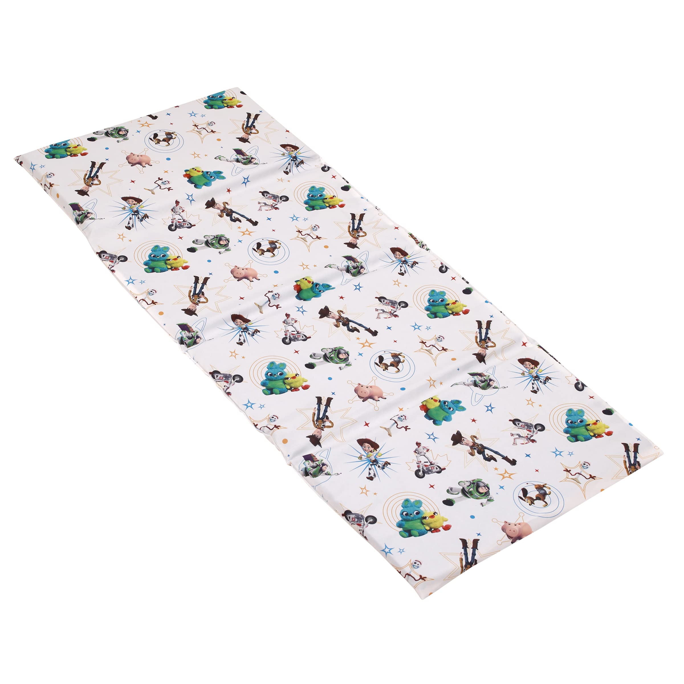 NoJo Disney Toy Story It's Play Time Tapis de sieste bleu, vert et blanc boisé, Buzz et The Toys