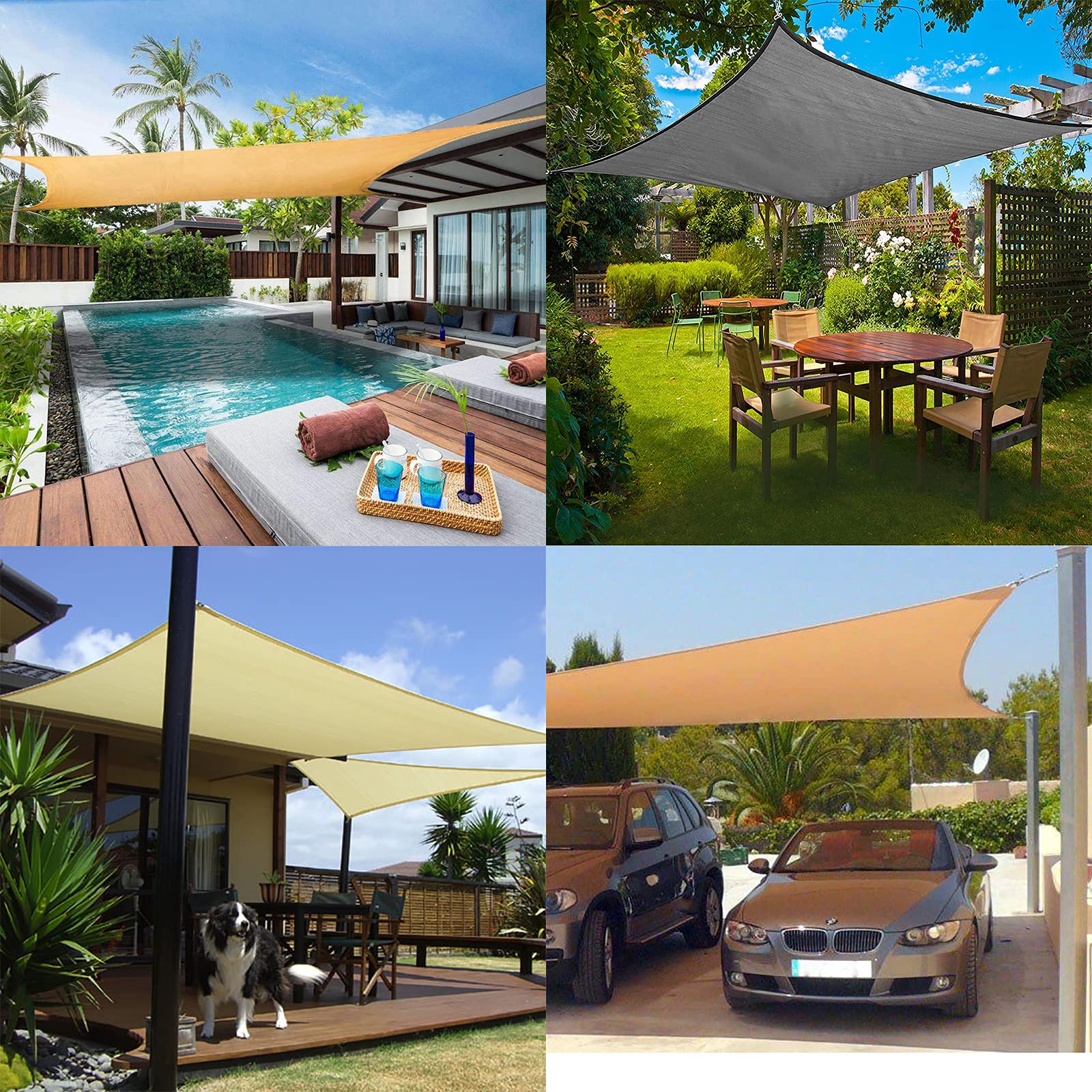 EIDEMED Sonnensegel Rechteckig 4x7 M, Wasserdicht, UV-Schutz 98% – Für Garten, Terrasse, Balkon (dunkelgrau)