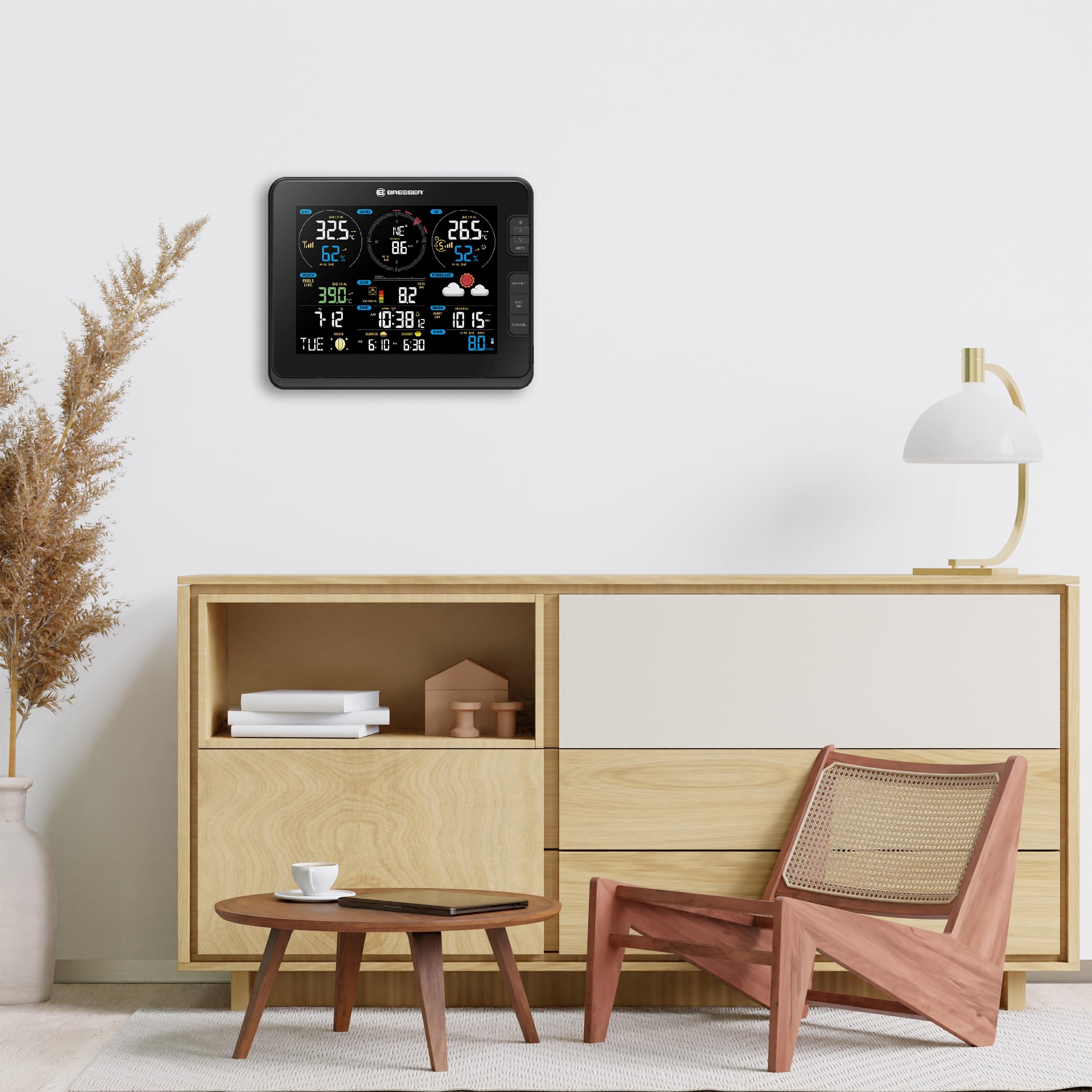 Bresser Stazione meteo WiFi professionale 7 in 1: numerose funzioni di misurazione con 2 stazioni di base a colori e misurazione dell'intensità della luce UV | Temperatura, umidità, pluviometro, anemometro, previsioni meteo, Wifi, UV, luminosità, 2 consol