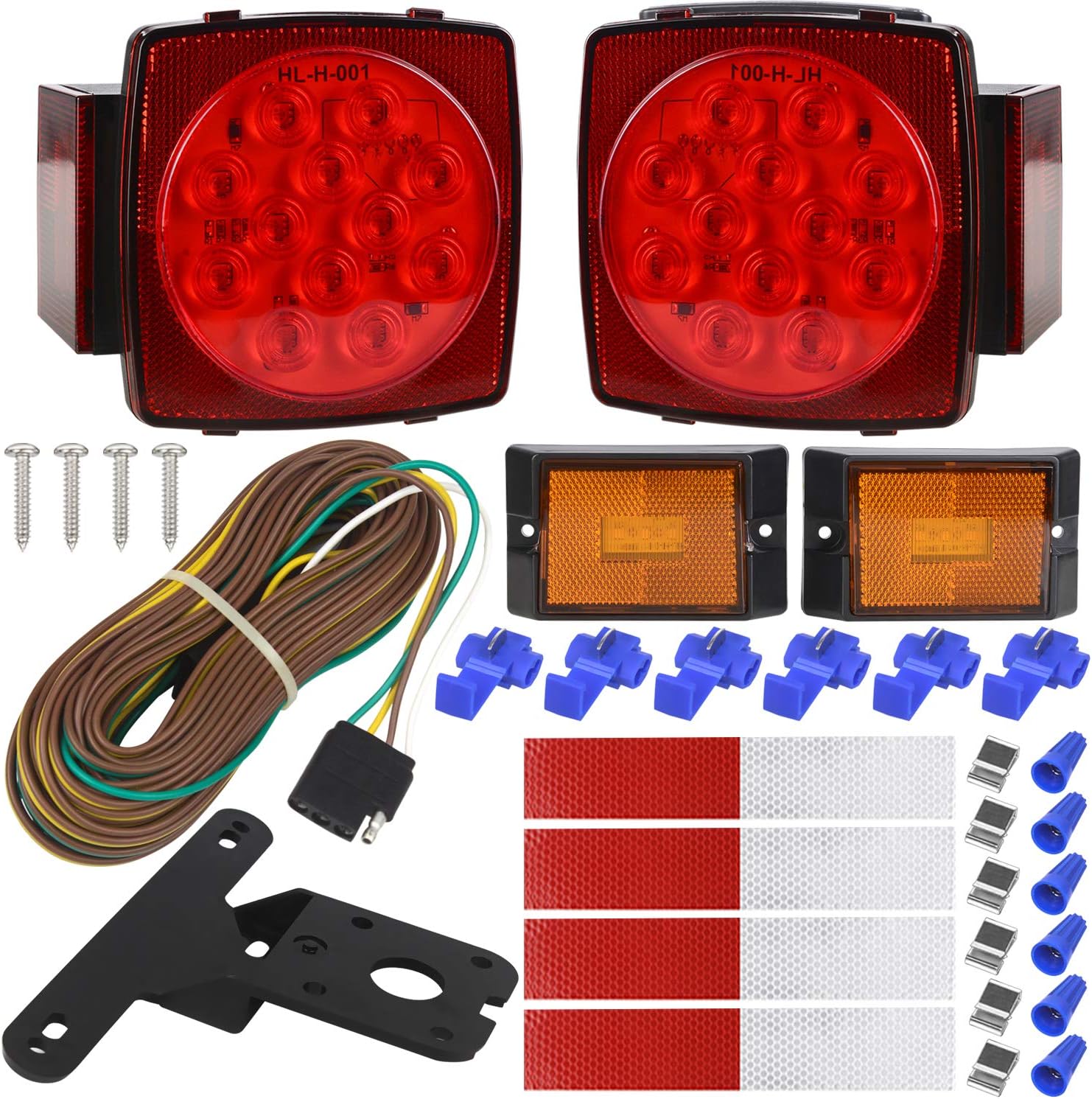 LINKITOM Submersible LED Trailer Light Kit, Super Bright Brake Stop Turn Tail License Lights for Camper Truck RV Boat Snowmobile Under 80" Inch, IP68 Waterproof, DOT Compliant