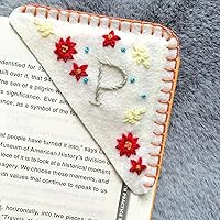 Vista 76 de Marcapáginas de esquina bordado a mano personalizado, lindo marcador de libro con flores, regalo de costura a mano para mujeres amantes de los Rojo