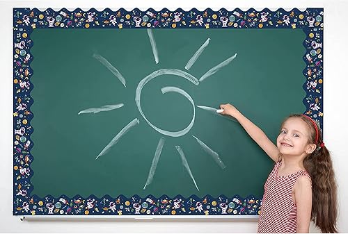 Miniatura 4 de VESMATITY Tablero de anuncios de astronautas espaciales galácticos de 65.6 pies, bordes rectos, enrollados, decoración para escuela, aula, oficina,