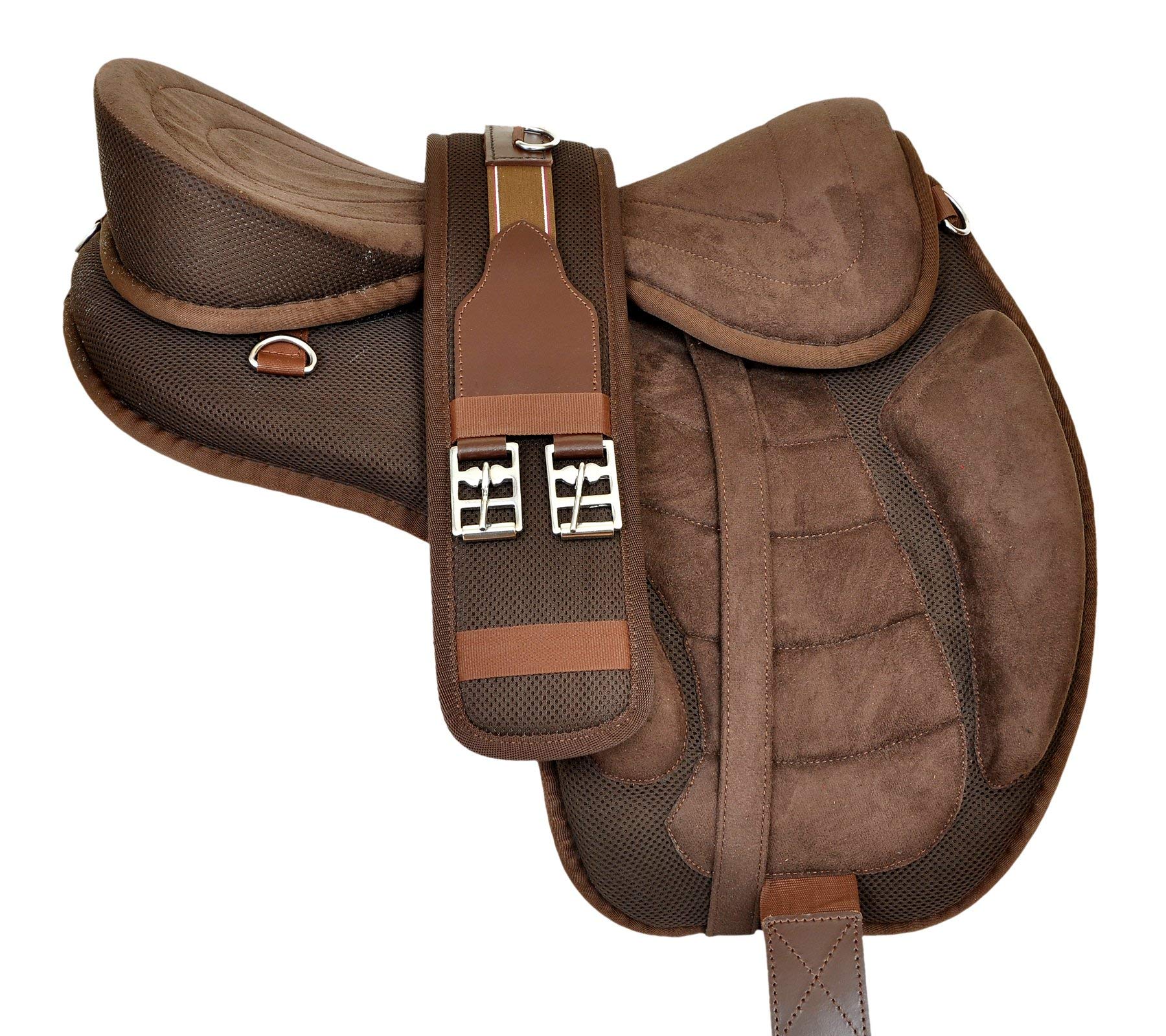 EU Equestrian Universe Freemax Selles de cheval synthétiques sans arbres, sangle assortie et sangles en cuir