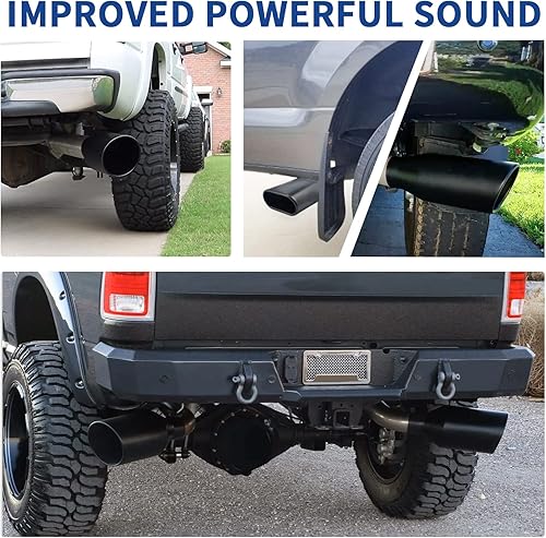 Miniatura 3 de Punta de escape negra de entrada de 4 pulgadas, puntas de escape universales MONOKING para tubos de escape de camiones y coches, entrada de 3.9in,