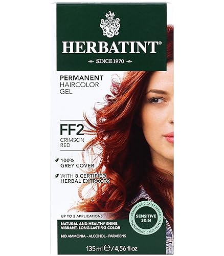 Miniatura 1 de Herbatint - Coloración permanente en gel sin alcohol y vegana, color FF2 rojo carmesí, cubre el 100 % de canas, 4.56 onzas