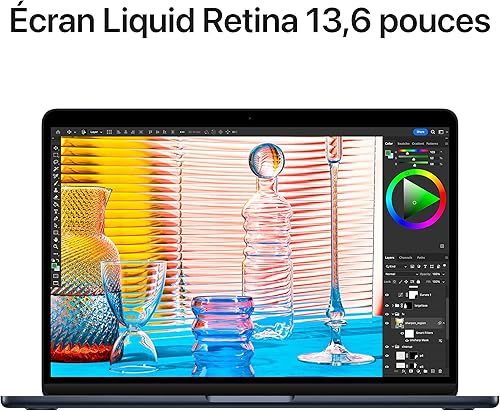 Apple MacBook Air Portable avec Puce M2 : écran Liquid Retina de 13,6 Pouces, 16 Go de RAM, 256 Go de Stockage SSD, Clavier rétroéclairé, caméra FaceTime HD 1080p ; Minuit - 4