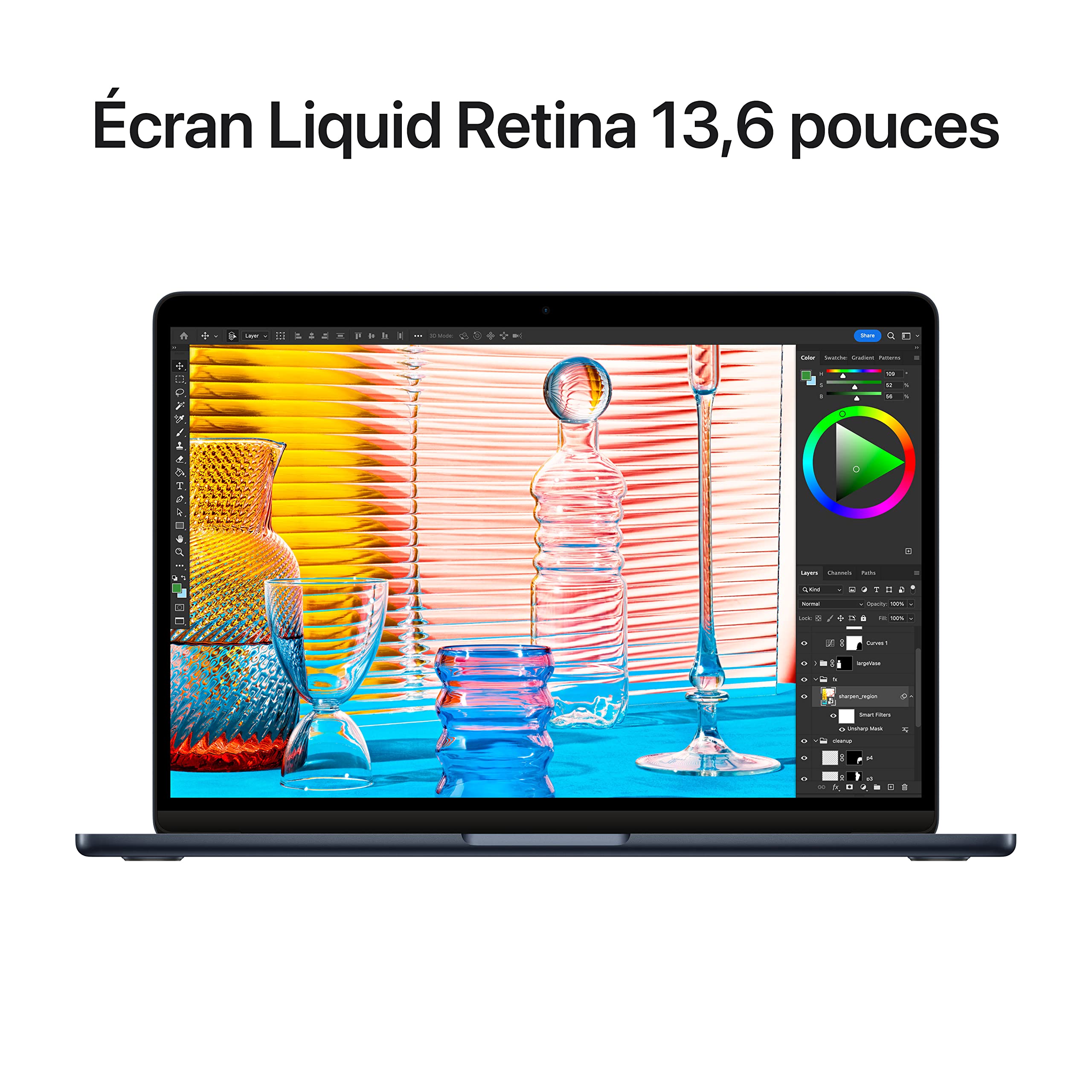 Apple MacBook Air Portable avec Puce M2 : écran Liquid Retina de 13,6 Pouces, 16 Go de RAM, 256 Go de Stockage SSD, Clavier rétroéclairé, caméra FaceTime HD 1080p ; Minuit