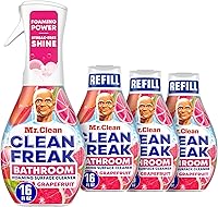Mr. Clean Clean Freak Bathroom Foaming Cleaner Grapefruit Scent - 1 Starter Kit + 3 Refills for Streak-Free Shine