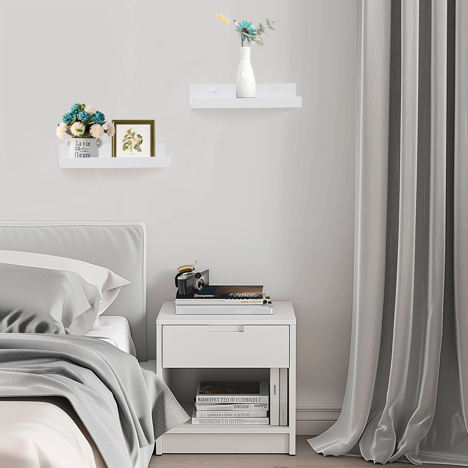 Best 12 Inch Floating Shelf Picks for 2026 2 Muzilife 12' Small Floating Shelves Wood Wall Shelf with Lip, 2Pcs, White — product photo
