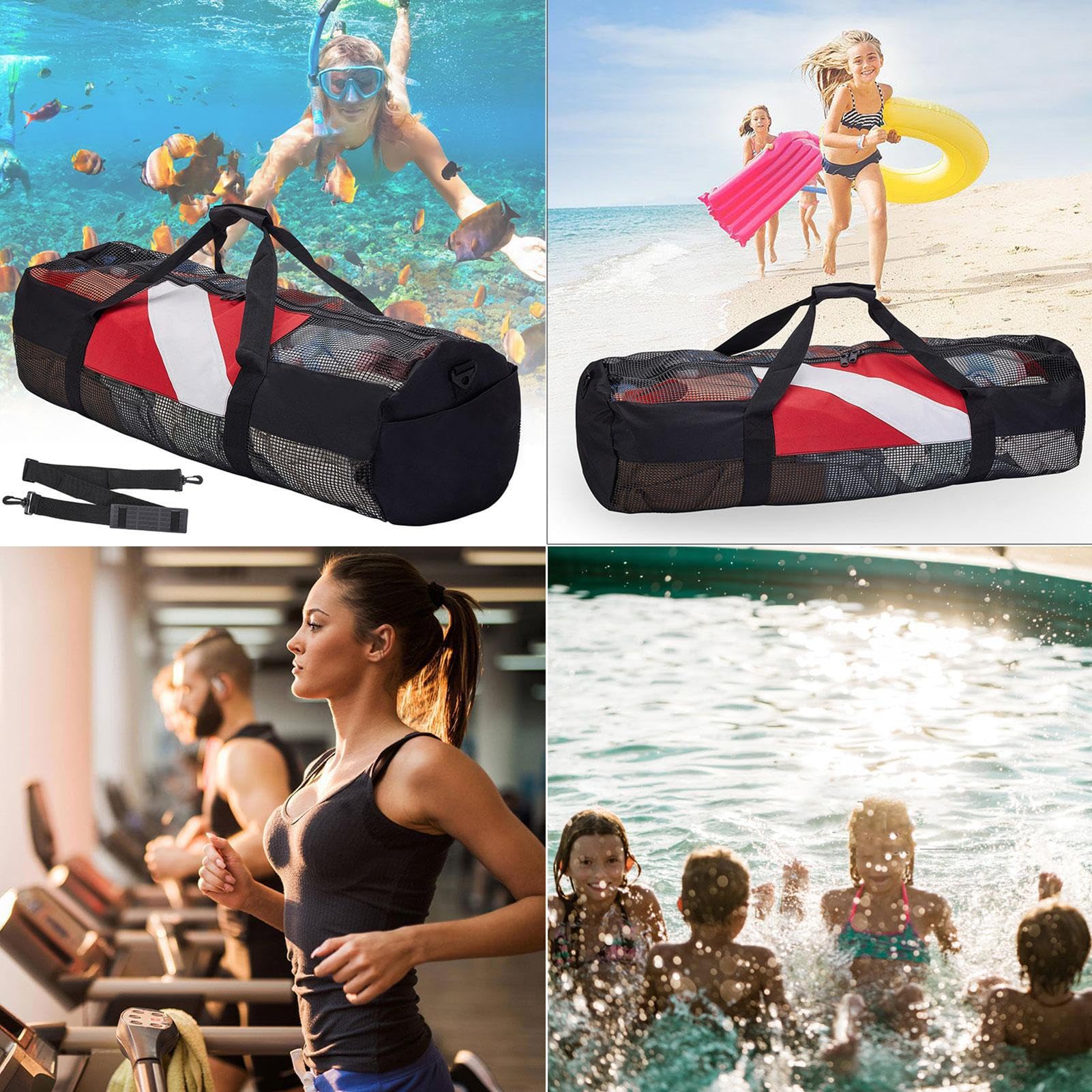 Borsa a rete subacquea - portatore di attrezzature per immersioni, sacchetto d'acqua leggero | 30.3x13.4x13.4in Organizzatore di zaino per lo snorkeling pesante, borsa di utilità a nuoto di drenaggio