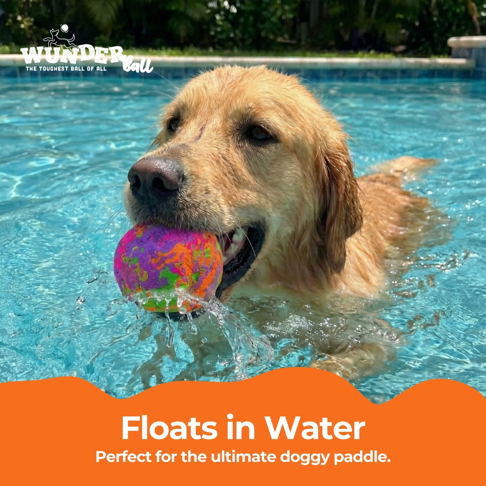 WACKYwalk'r WUNDERball Langlebiges Hundespielzeug - Unzerstörbarer Naturkautschukball, sicherer als Tennisbälle, schwimmt für drinnen und draußen, handgefertigt in Nordamerika, Swirl Large (bis zu