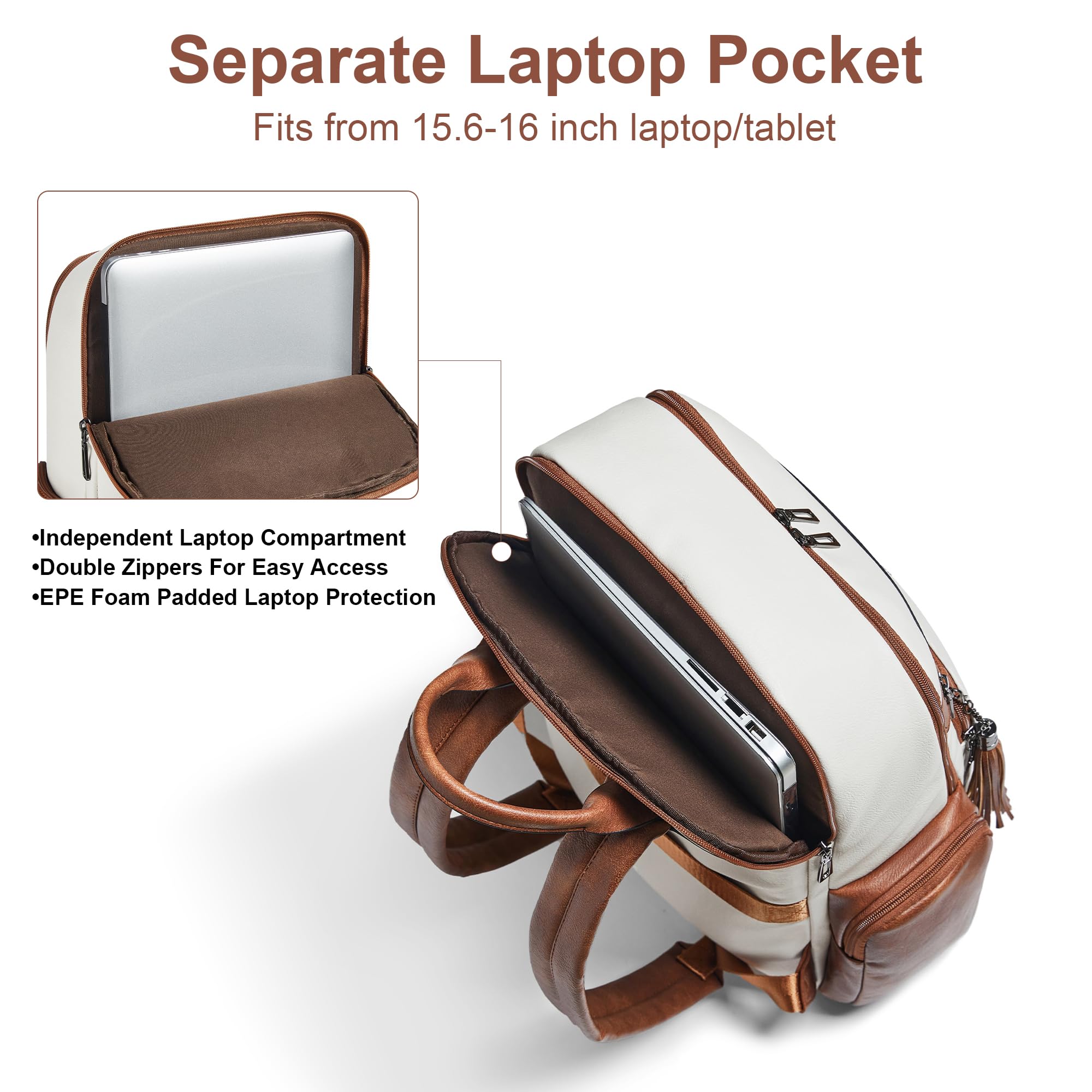 Shrrie Plecak na laptopa dla kobiet pasuje do laptopa 40.6 cm, designerskie plecaki dla kobiet z przegrodą na komputer do biznesu