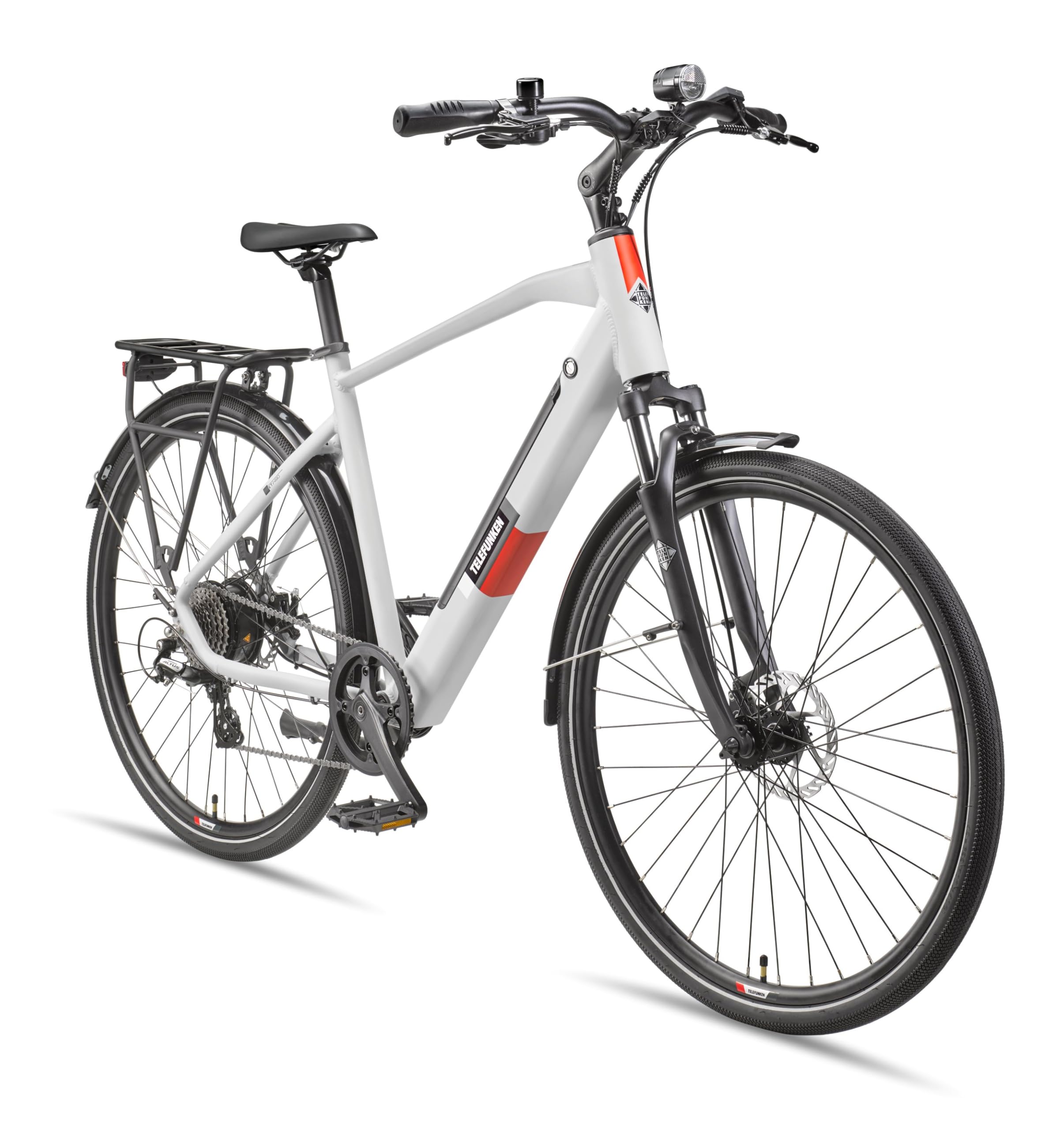TELEFUNKEN E-Bike 28 Zoll Fahrrad für Herren | Trekking Pedelec mit 8-Gang Kettenschaltung & Scheibenbremsen | Elektrofahrrad mit 250 W Heckmotor & integriertem 417,6 Wh Li-Ion-Akku