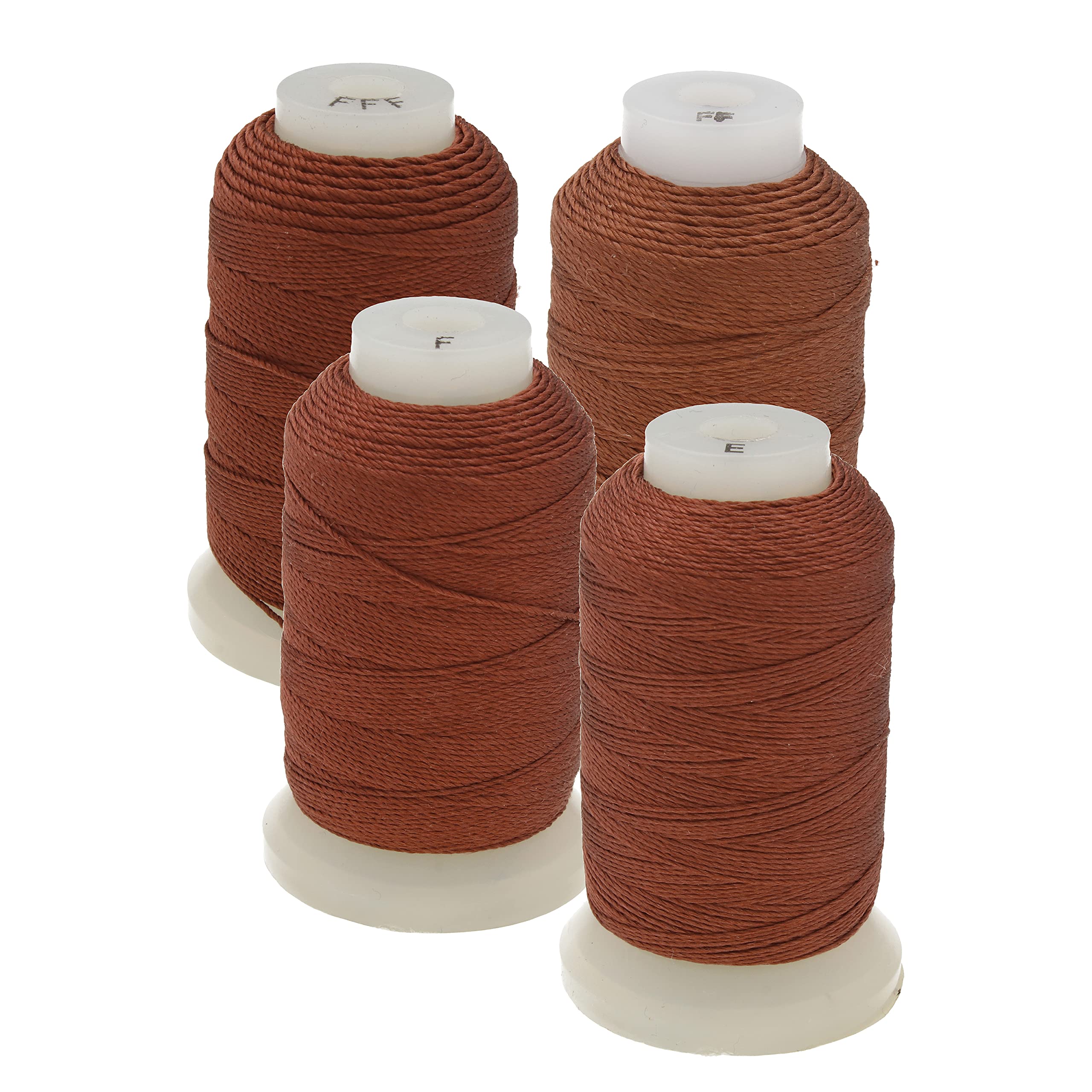 The Beadsmith Pure Silk Cord – Brown, 4 Assorted Sizes (E, F, FF & FFF),1/2 Oz Each