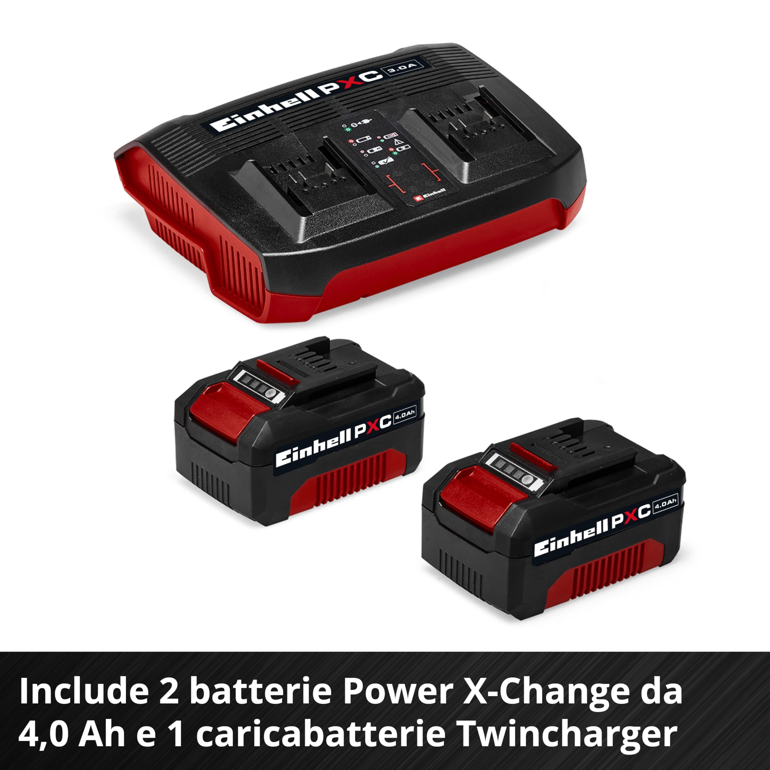 Einhell tosaerba GC-CM 36/46 S Li BL Kit Power X-Change (36 V, larghezza di taglio 46 cm, fino a 500 m², Brushless, ruota motrice, cesto da 50 litri, incl. 2 batt. da 4,0 Ah + 1 Twincharger)