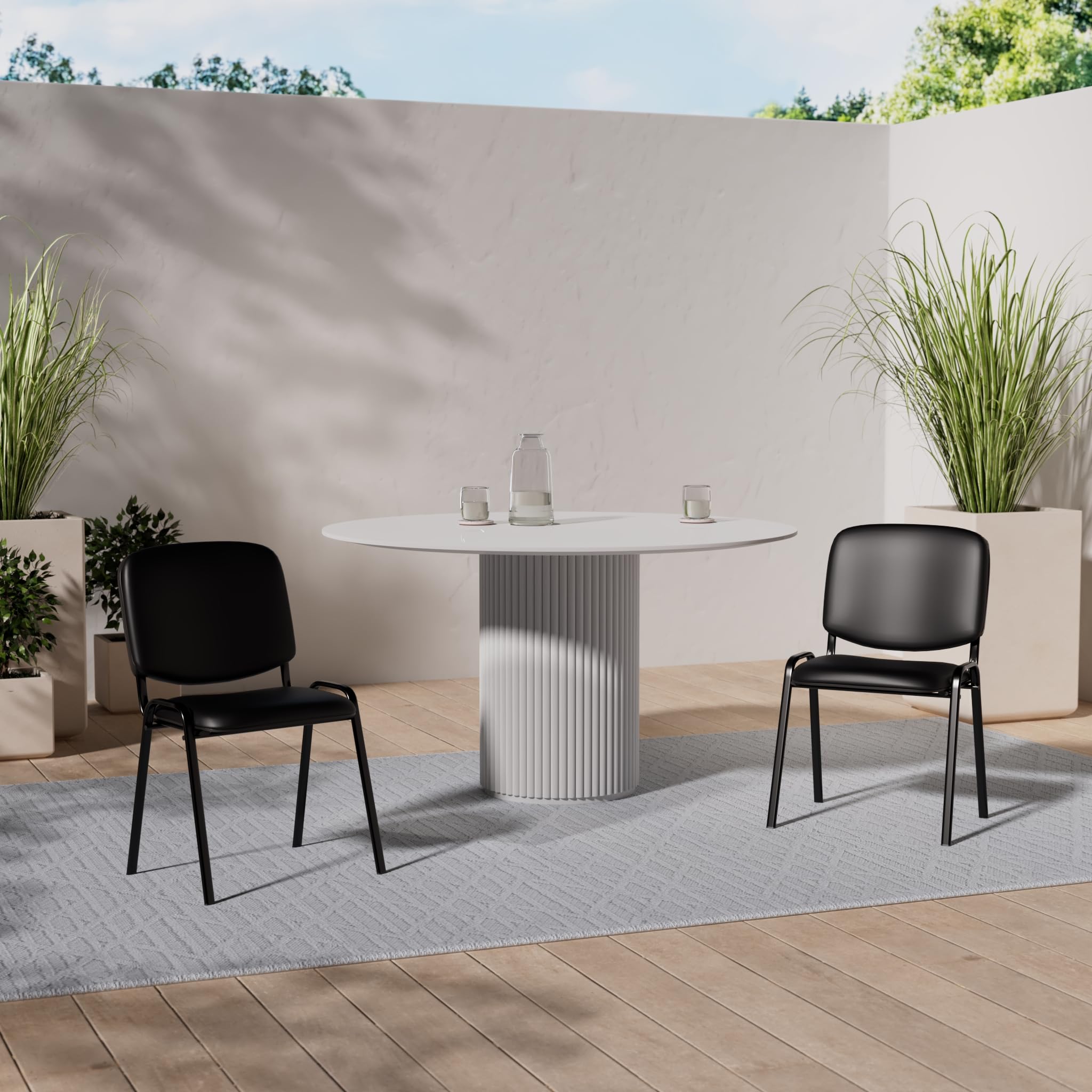 CLP Silla de Visitas Ken en Cuero Sintético I Silla de Conferencias Apilable I Silla de Reuniones Capacidad máx. 120 kg I Color:, Color:Negro