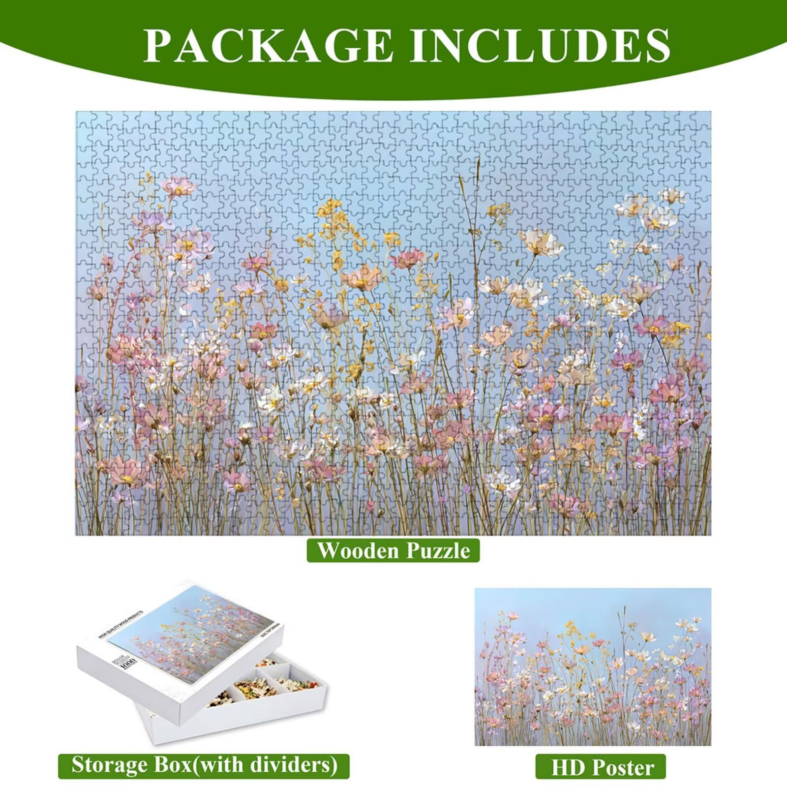 4000 Pezzi Puzzle Adulti - Flower & Rosa - Fabbricazione in Legno Robusto (Forma Classica) - Decorazione Murale con Poster - Prodotto Riservato ad Adulti e 14 Anni in Su (147x105cm) P3#415