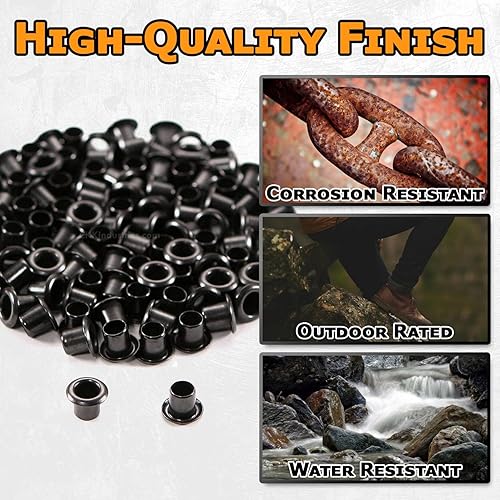 Miniatura 4 de HolsterSmith Kydex - Ojales para funda (n. 6-6 de longitud) (316 pulgadas de diámetro) - (revestimiento negro) - (paquete de 100) - (fabricados en