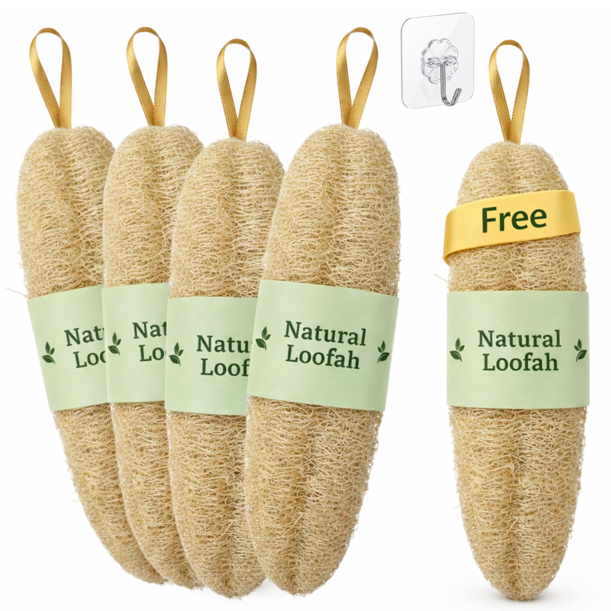 Organic Natural Loofah Body Sponge & Scrubber for Shower | Sun Dried Exfoliating Luffa for Skin Smoothness | 100% Biodegradable & Natural Bath Accessory. (Pack of 5)-image-34