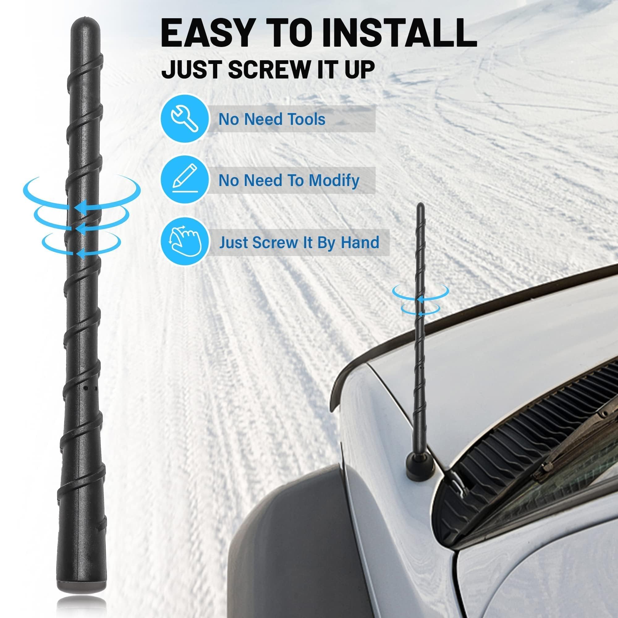 Black Carbon Fiber Radio Antenna For Jeep Cherokee (2011-2022) - 4 Inch AM/FM Replacement