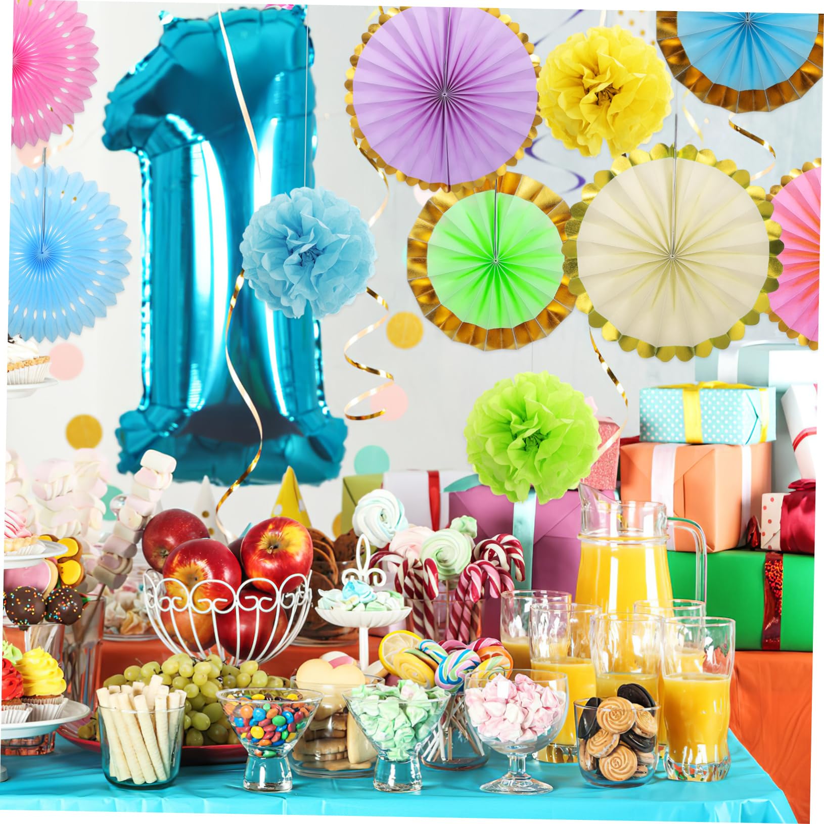 Abanicos de Papel Pompones de Papel de Tonos Pastel Decoraciones para Fiestas para Aulas y Cumpleaños