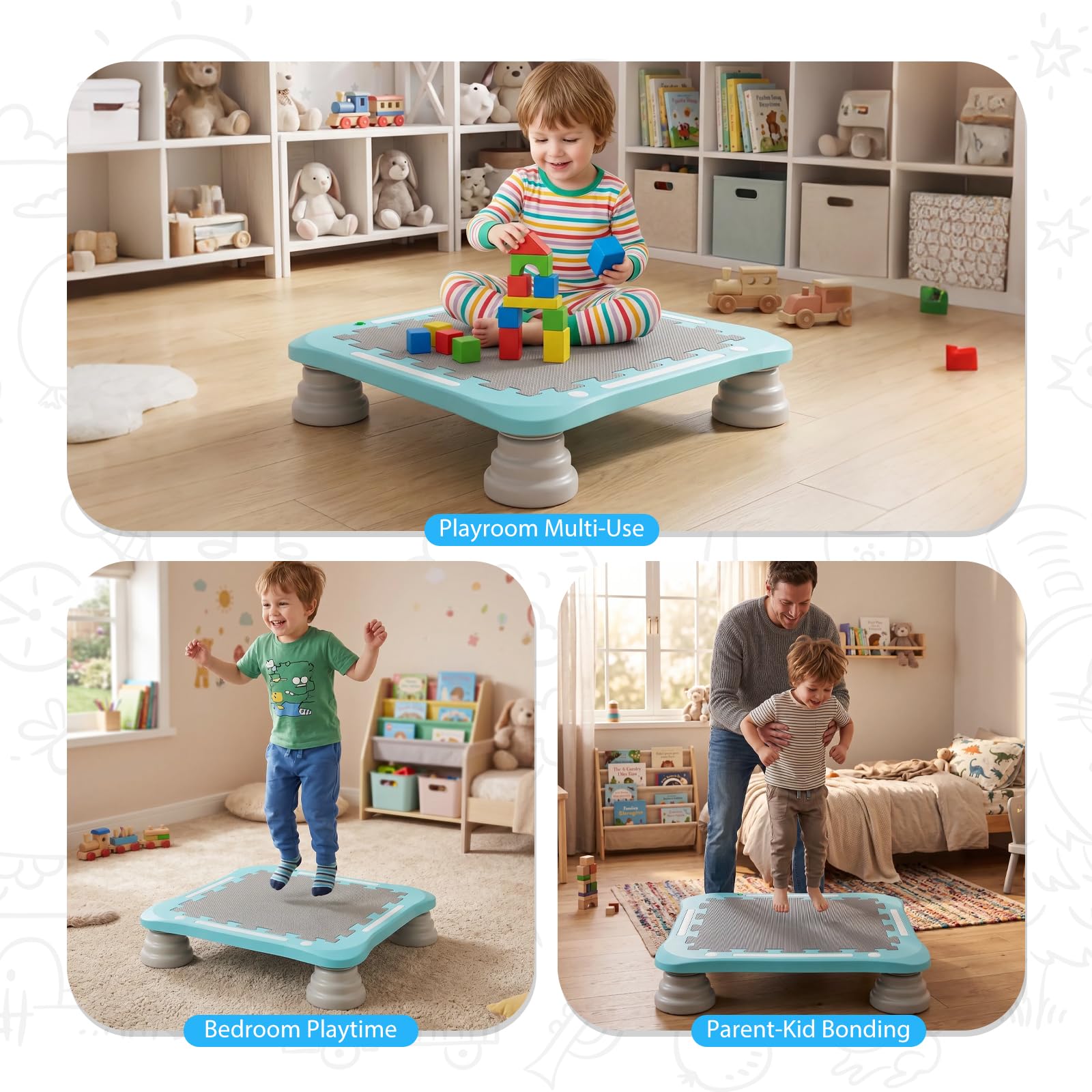 Trampolino sensoriale per bambini, autismo, bassa elasticità, per interni