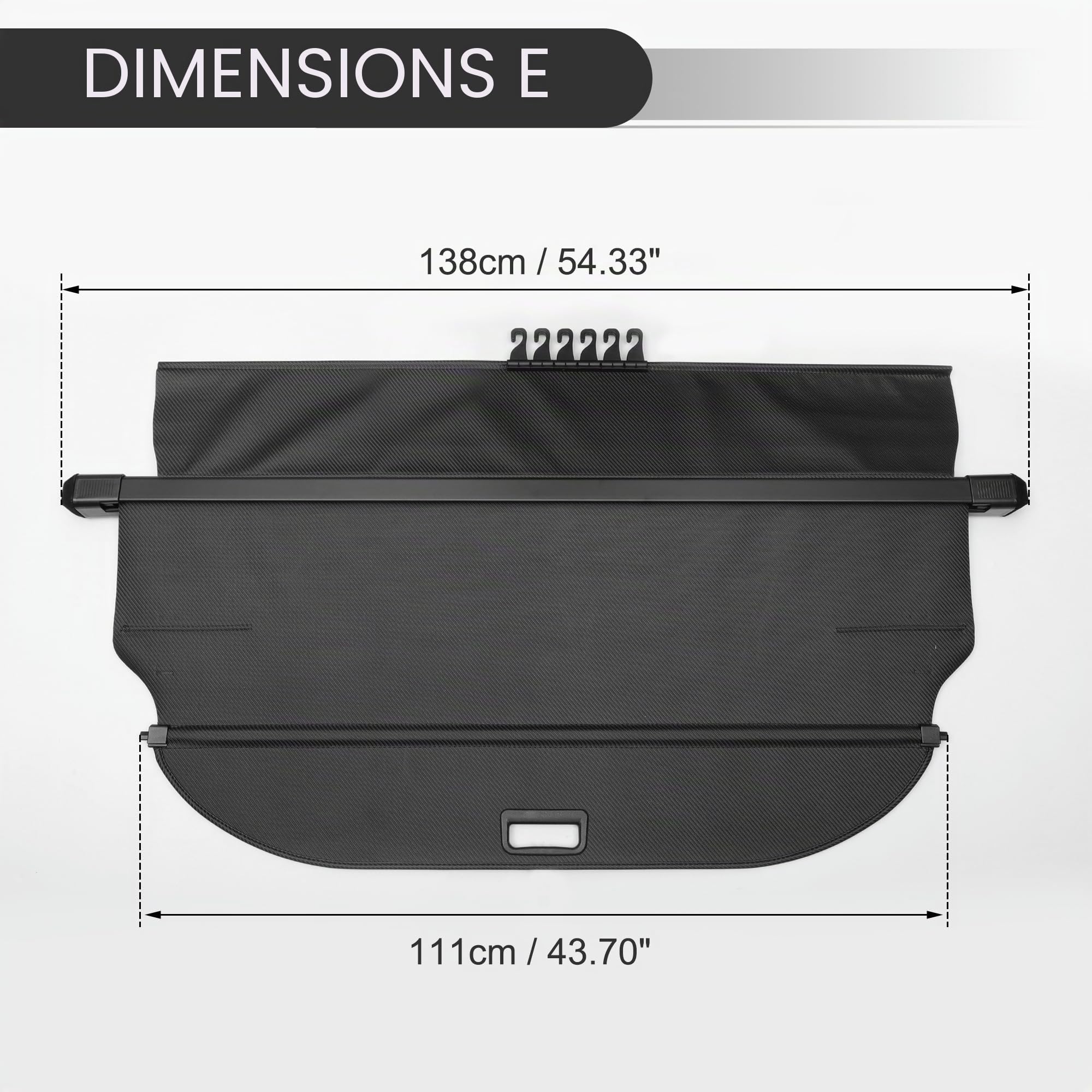 Motoforti Cache-Bagages Rétractable Pour Toyota Rav4 13-18 1pc | Couleur Fibre De Carbone Noire, Matériau Alliage D'Aluminium Et Toile, Pare-Soleil, Écran De Sécurité, Tige 138cm/111cm